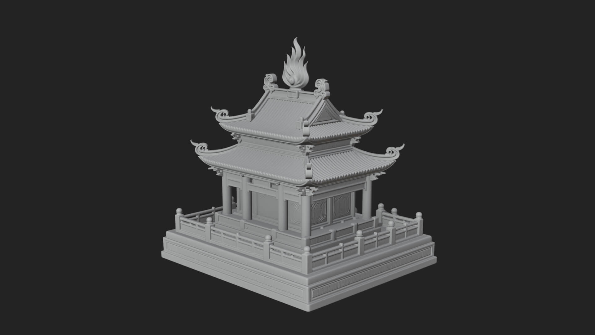 Flame Shrine Temple Design 2 3D Print Model 3D Model