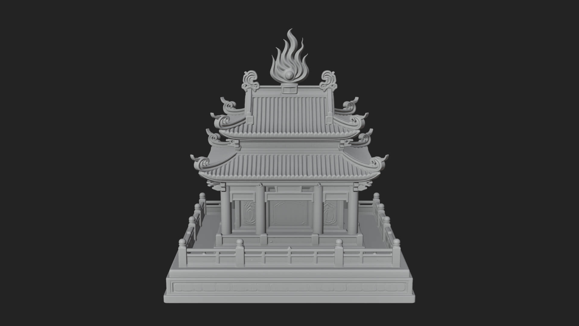 Flame Shrine Temple Design 2 3D Print Model 3D Model