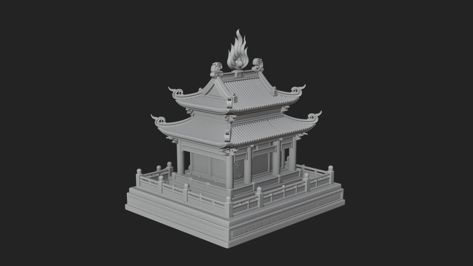 Flame Shrine Temple Design 2 3D Print Model 3D Model