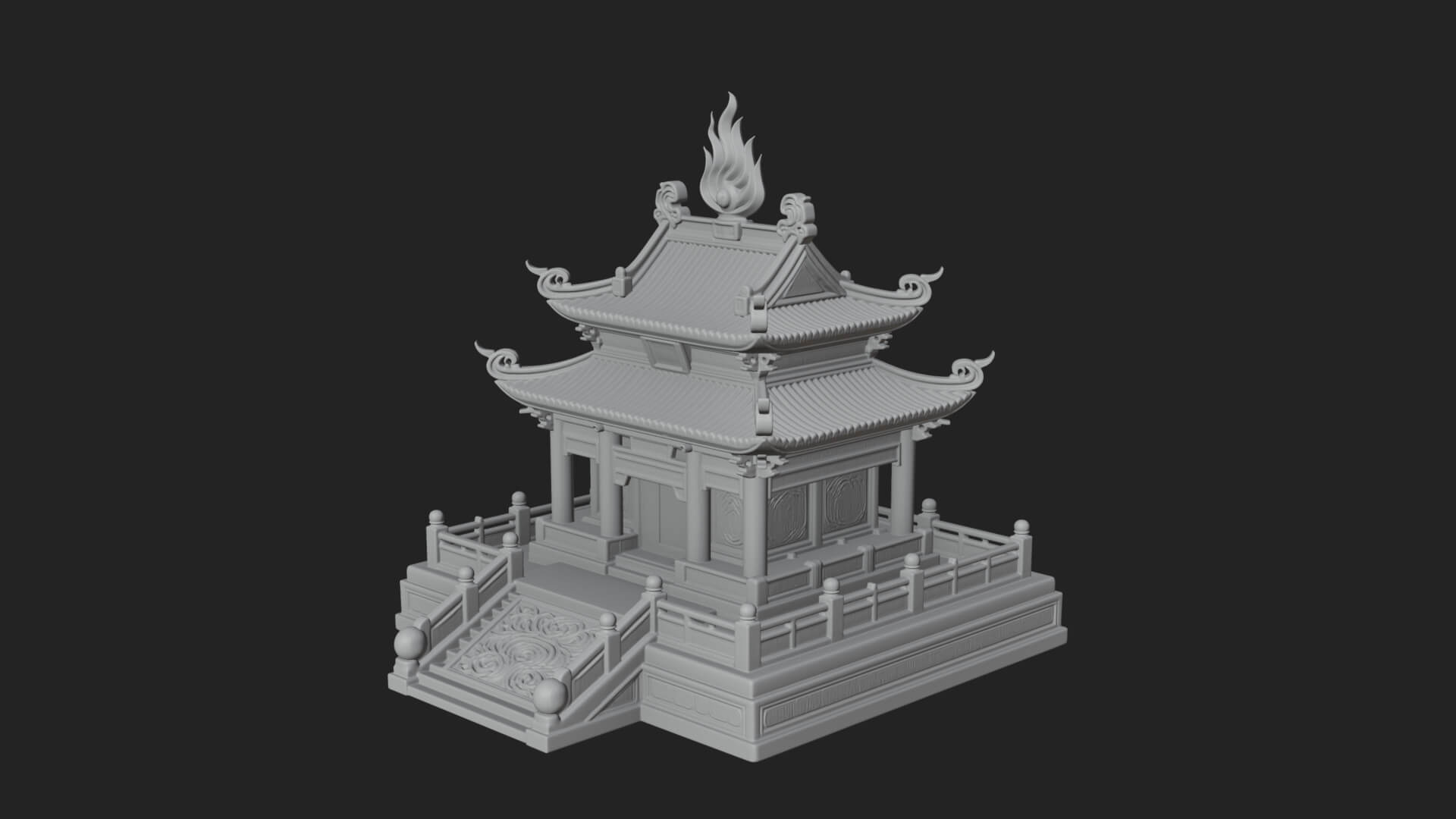Flame Shrine Temple Design 2 3D Print Model 3D Model