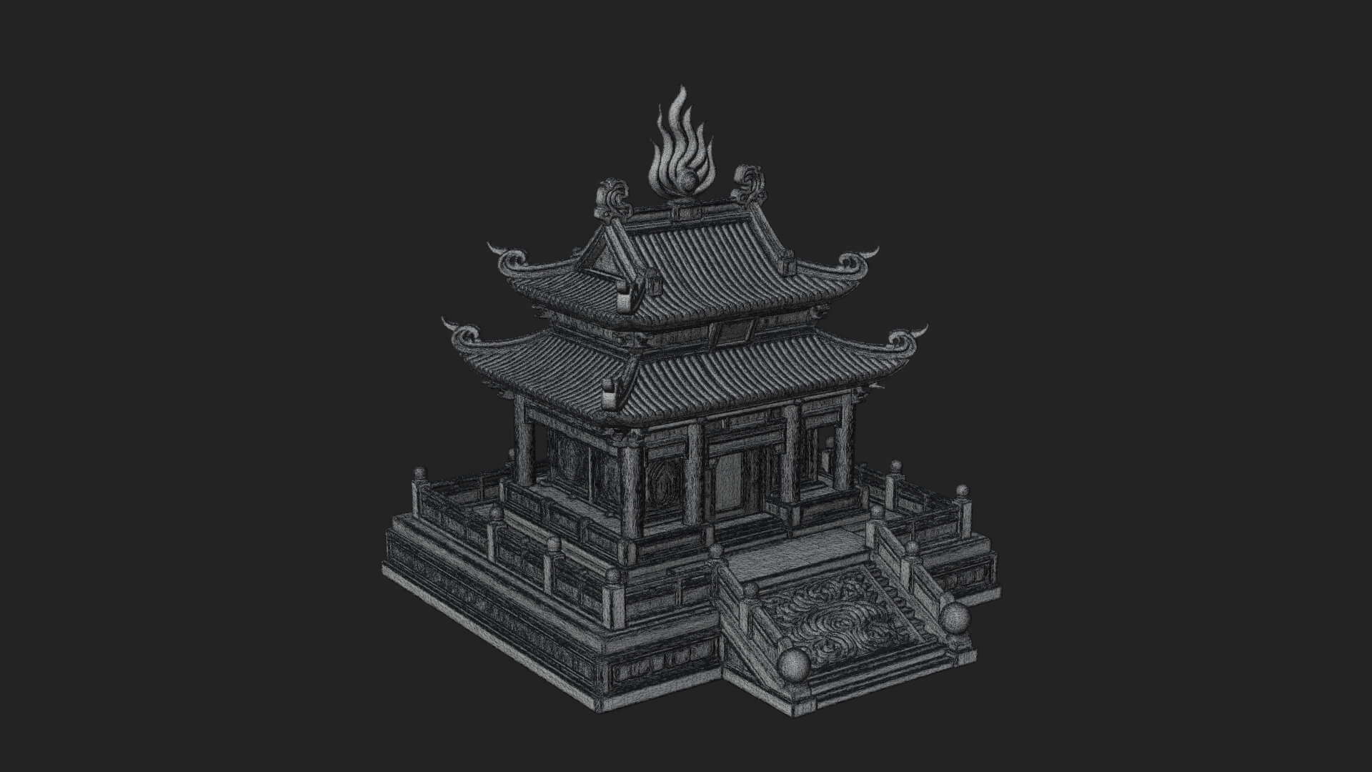 Flame Shrine Temple Design 2 3D Print Model 3D Model