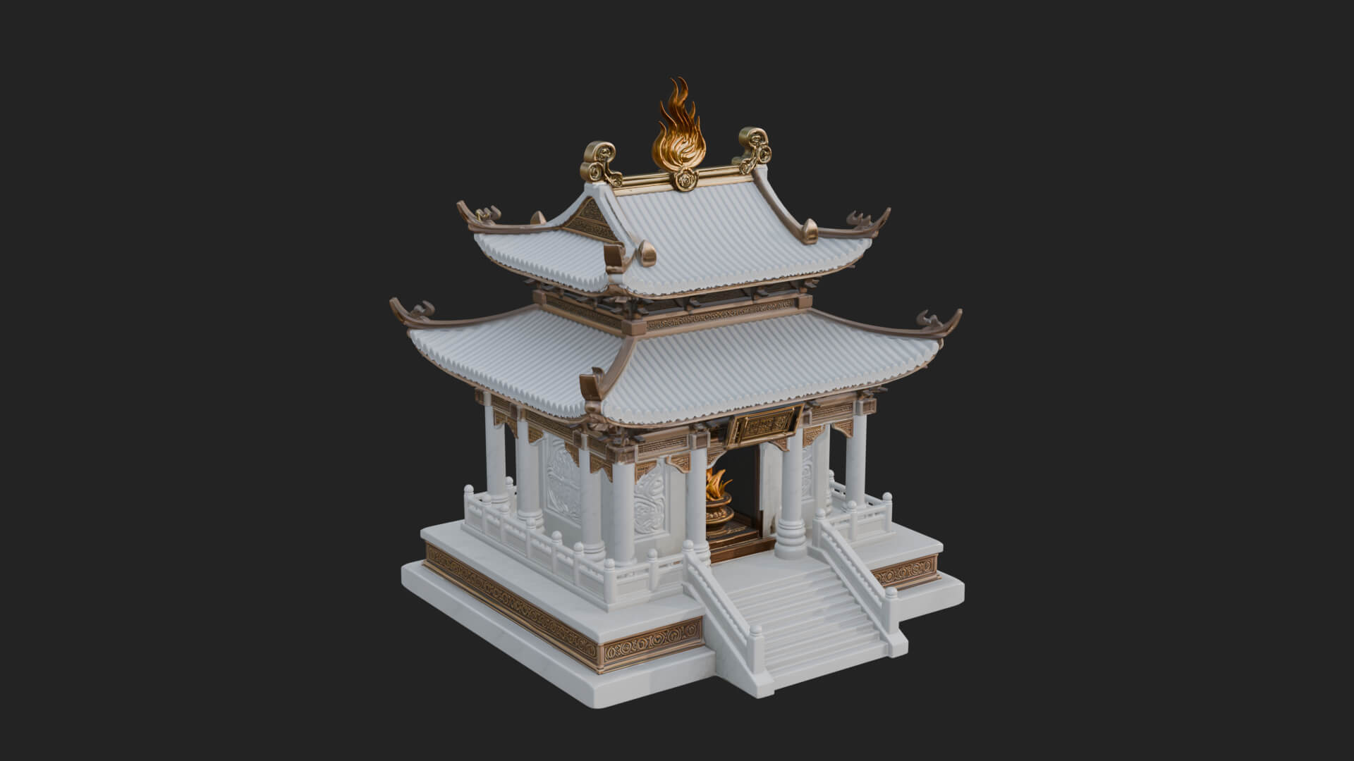 Flame Shrine Temple Design 3 3D Print Model 3D Model