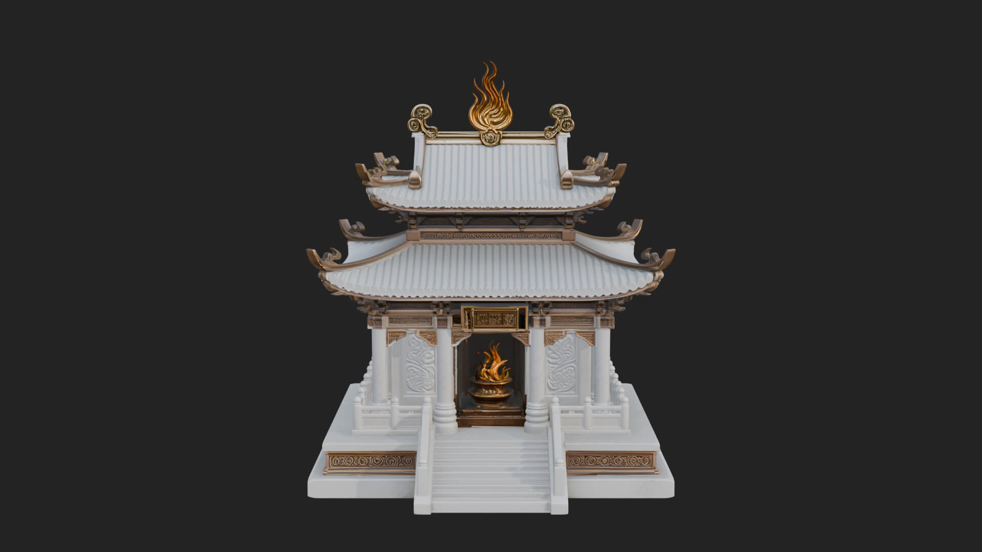 Flame Shrine Temple Design 3 3D Print Model 3D Model