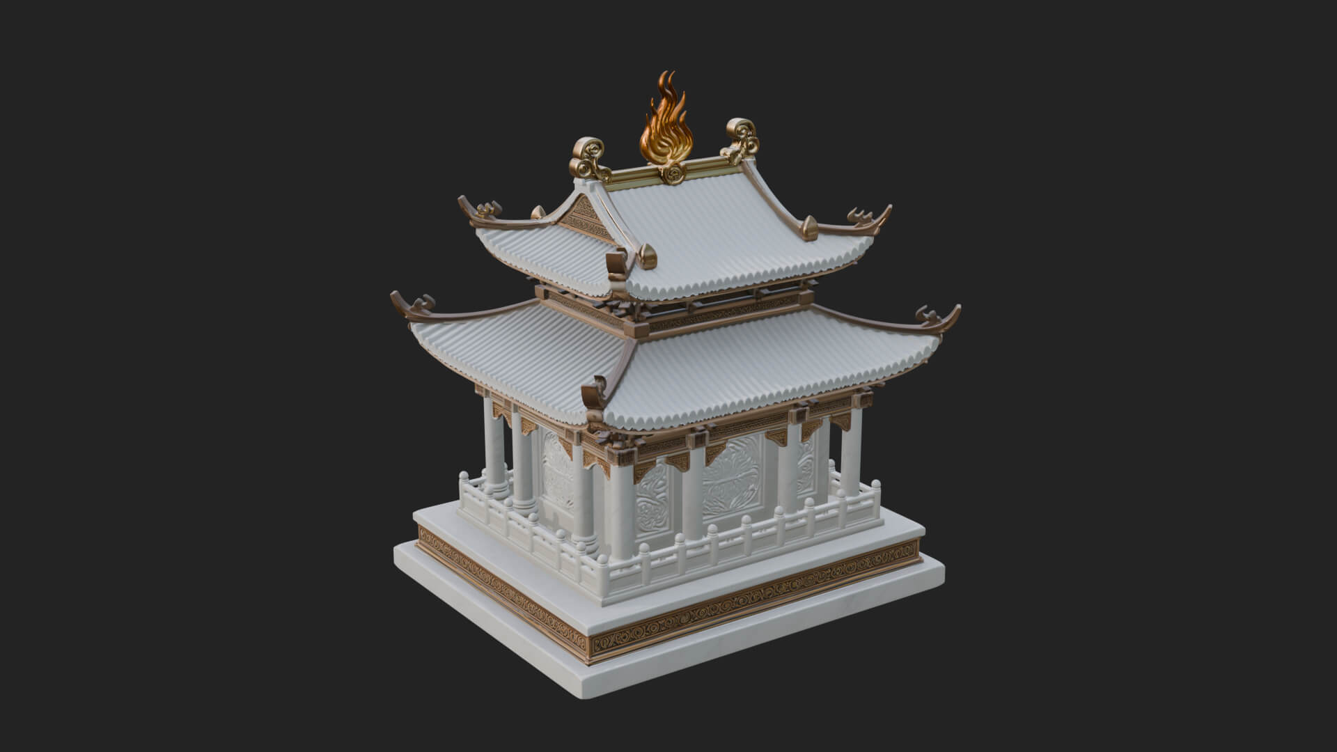 Flame Shrine Temple Design 3 3D Print Model 3D Model