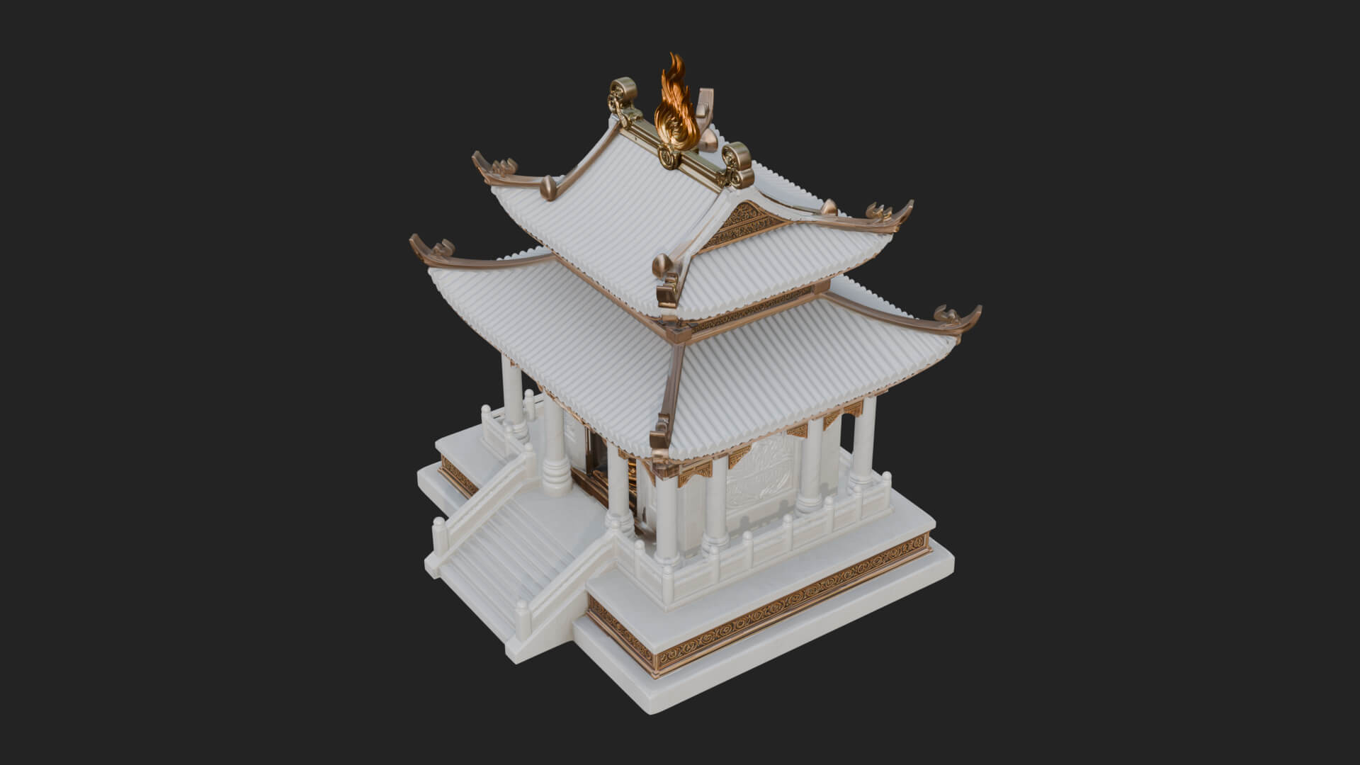 Flame Shrine Temple Design 3 3D Print Model 3D Model