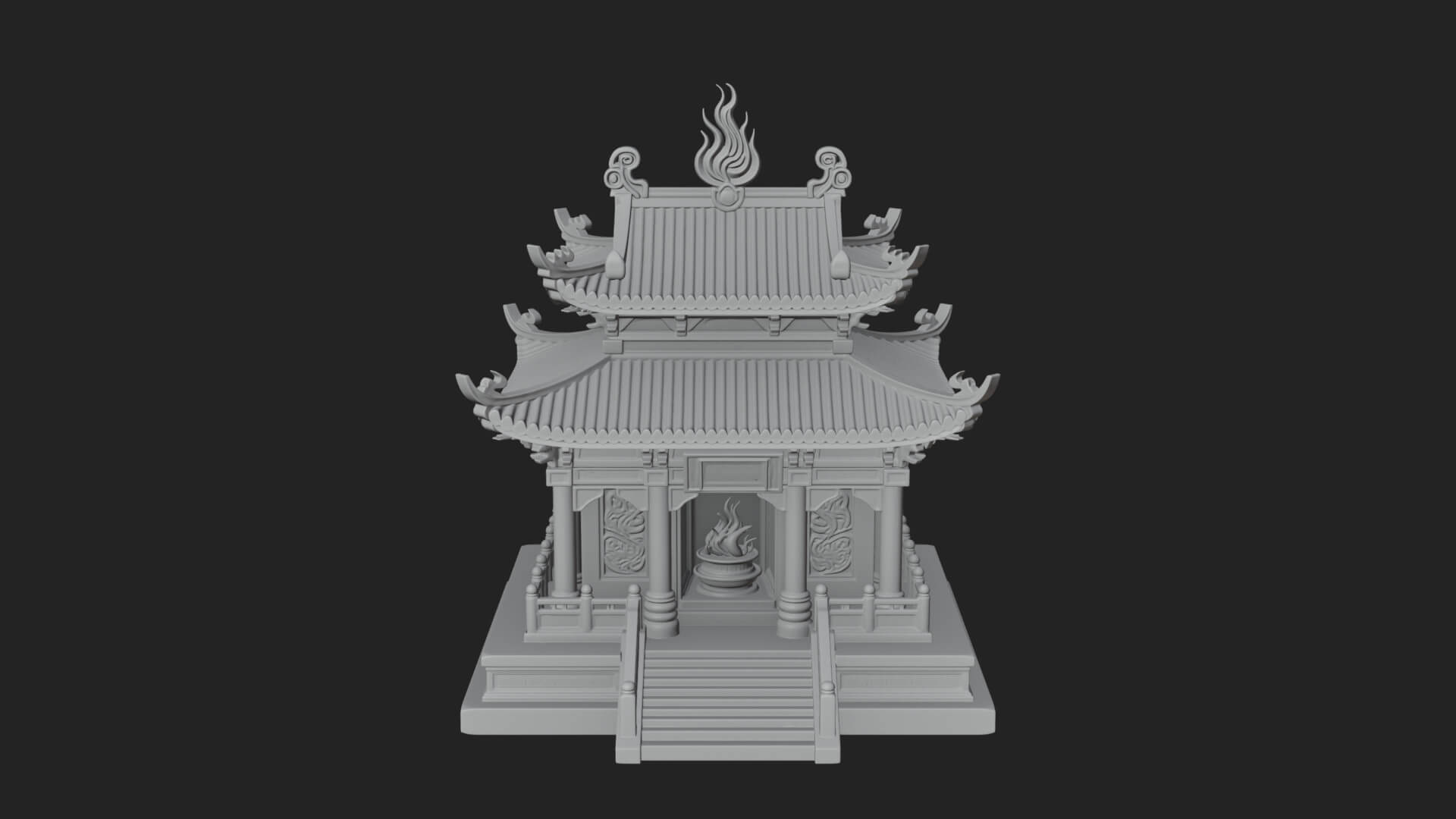 Flame Shrine Temple Design 3 3D Print Model 3D Model