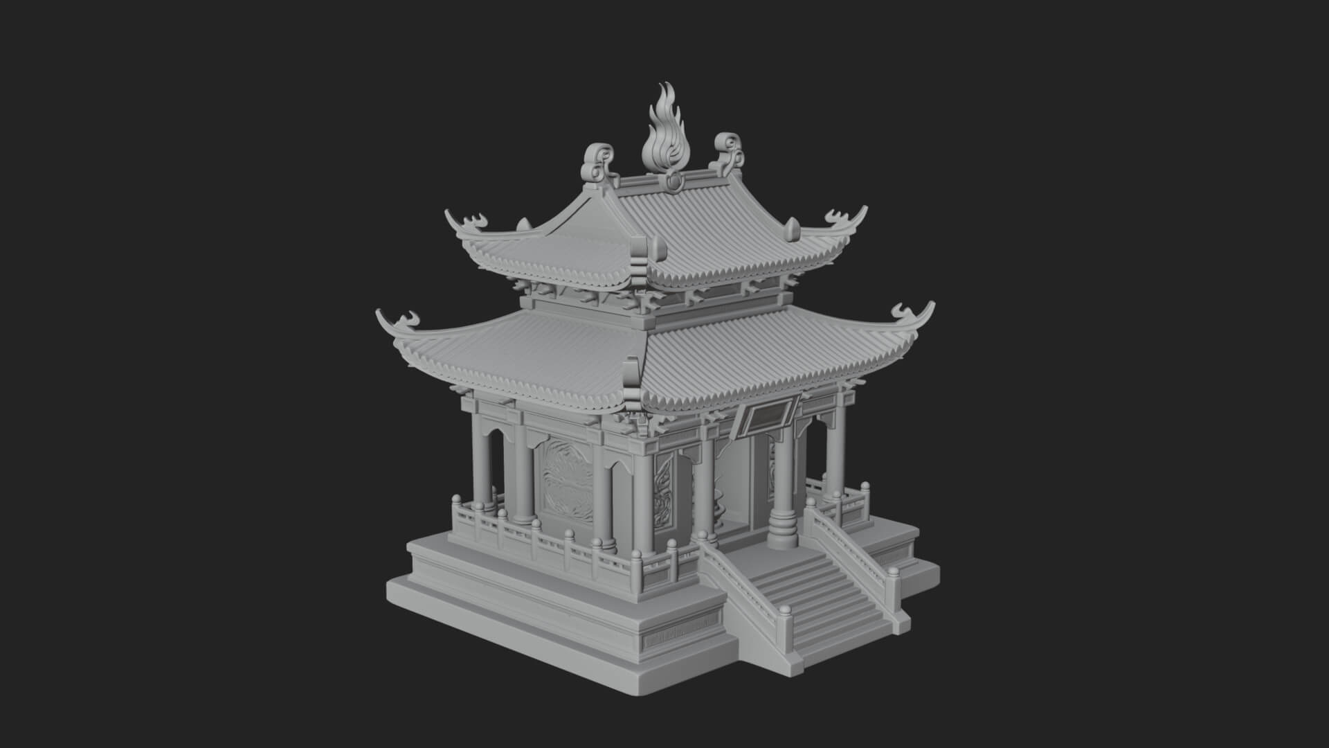 Flame Shrine Temple Design 3 3D Print Model 3D Model