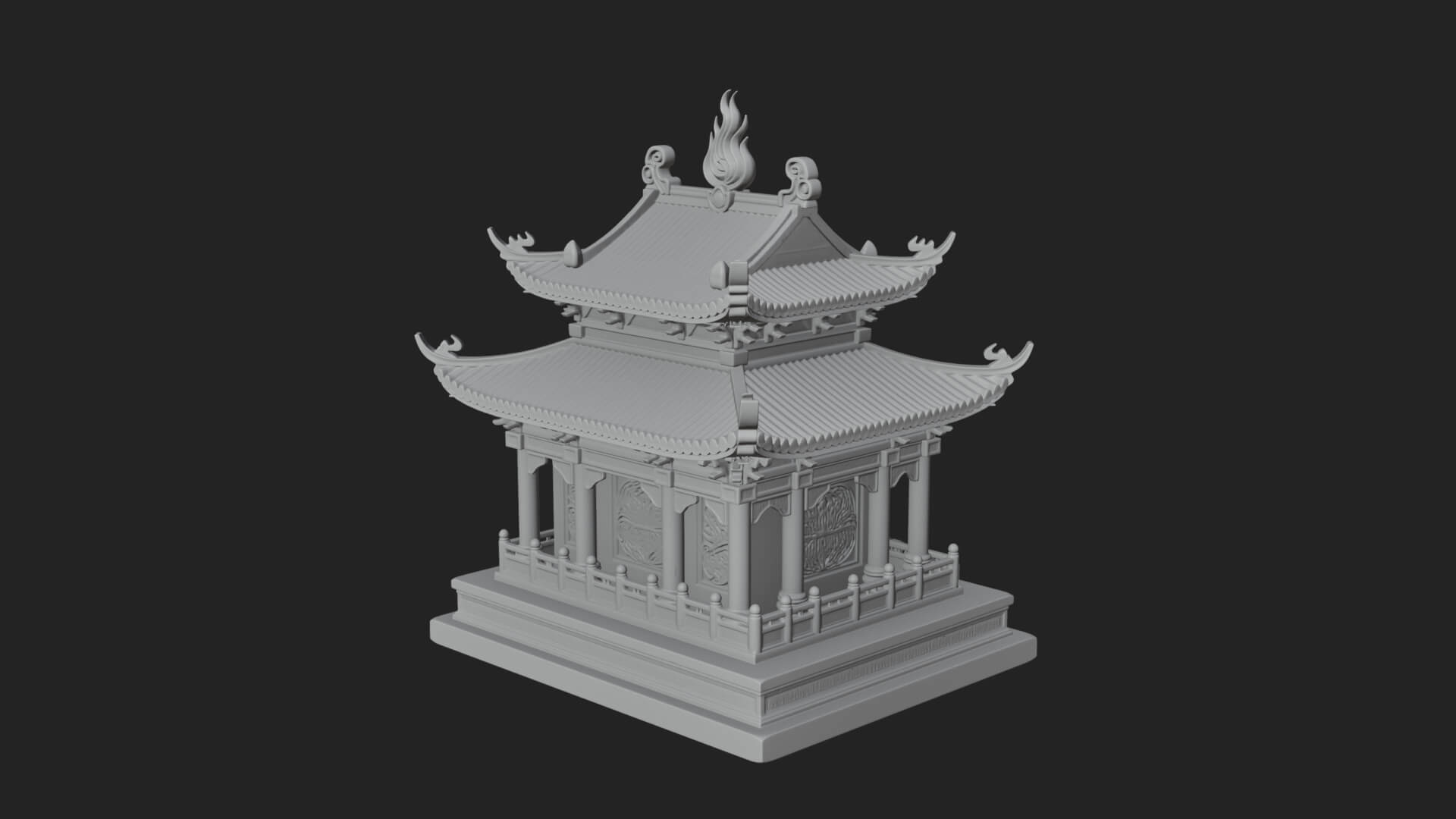 Flame Shrine Temple Design 3 3D Print Model 3D Model