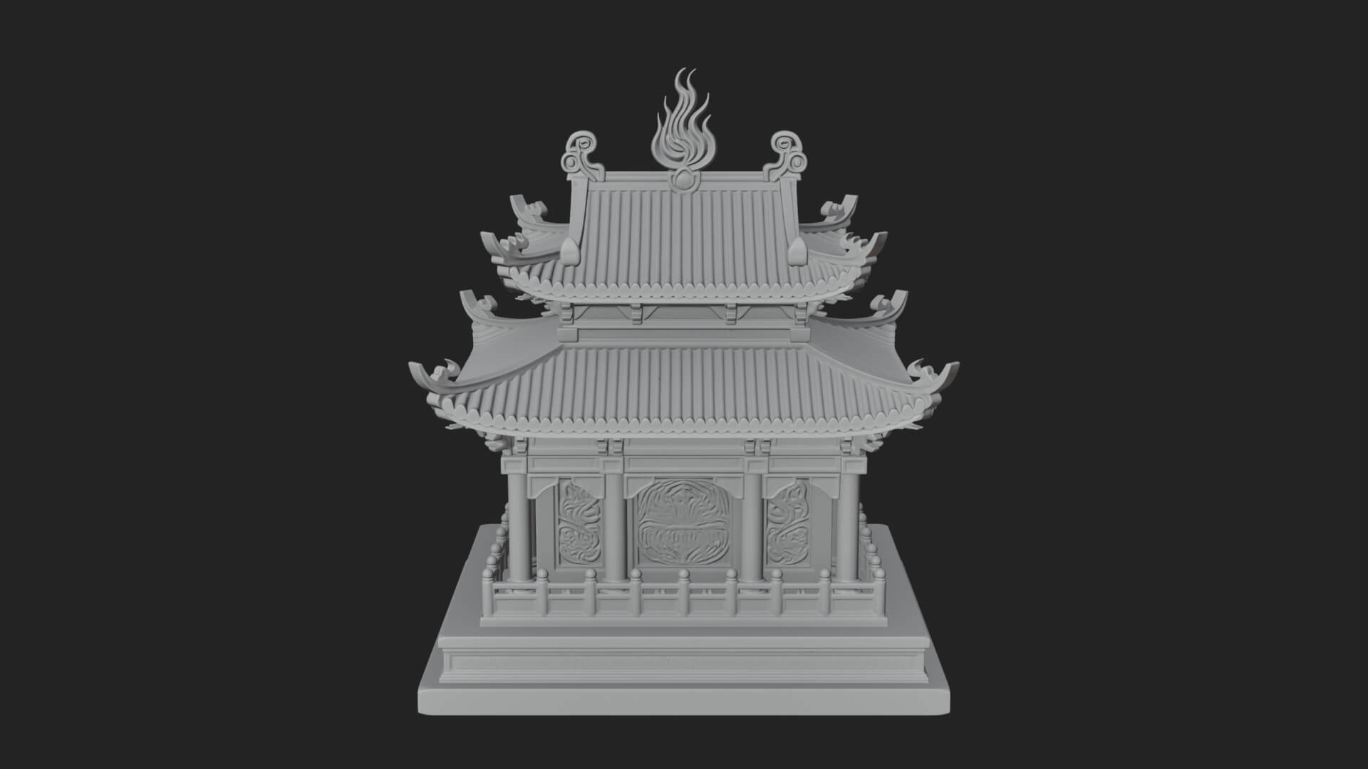 Flame Shrine Temple Design 3 3D Print Model 3D Model