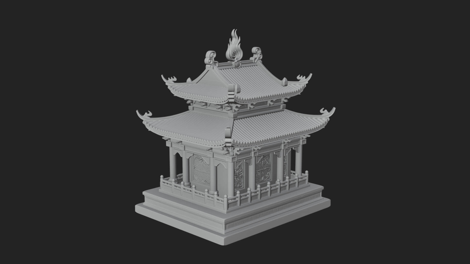 Flame Shrine Temple Design 3 3D Print Model 3D Model