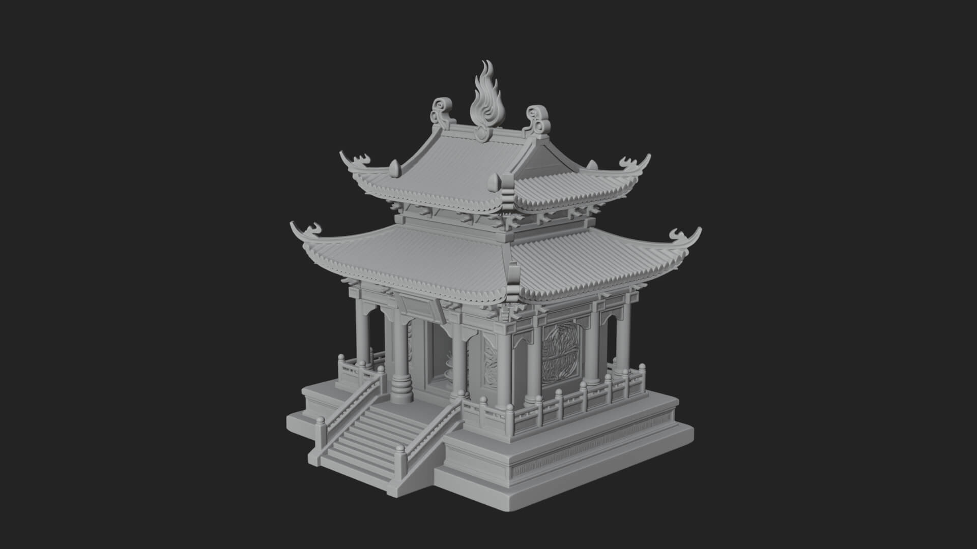 Flame Shrine Temple Design 3 3D Print Model 3D Model