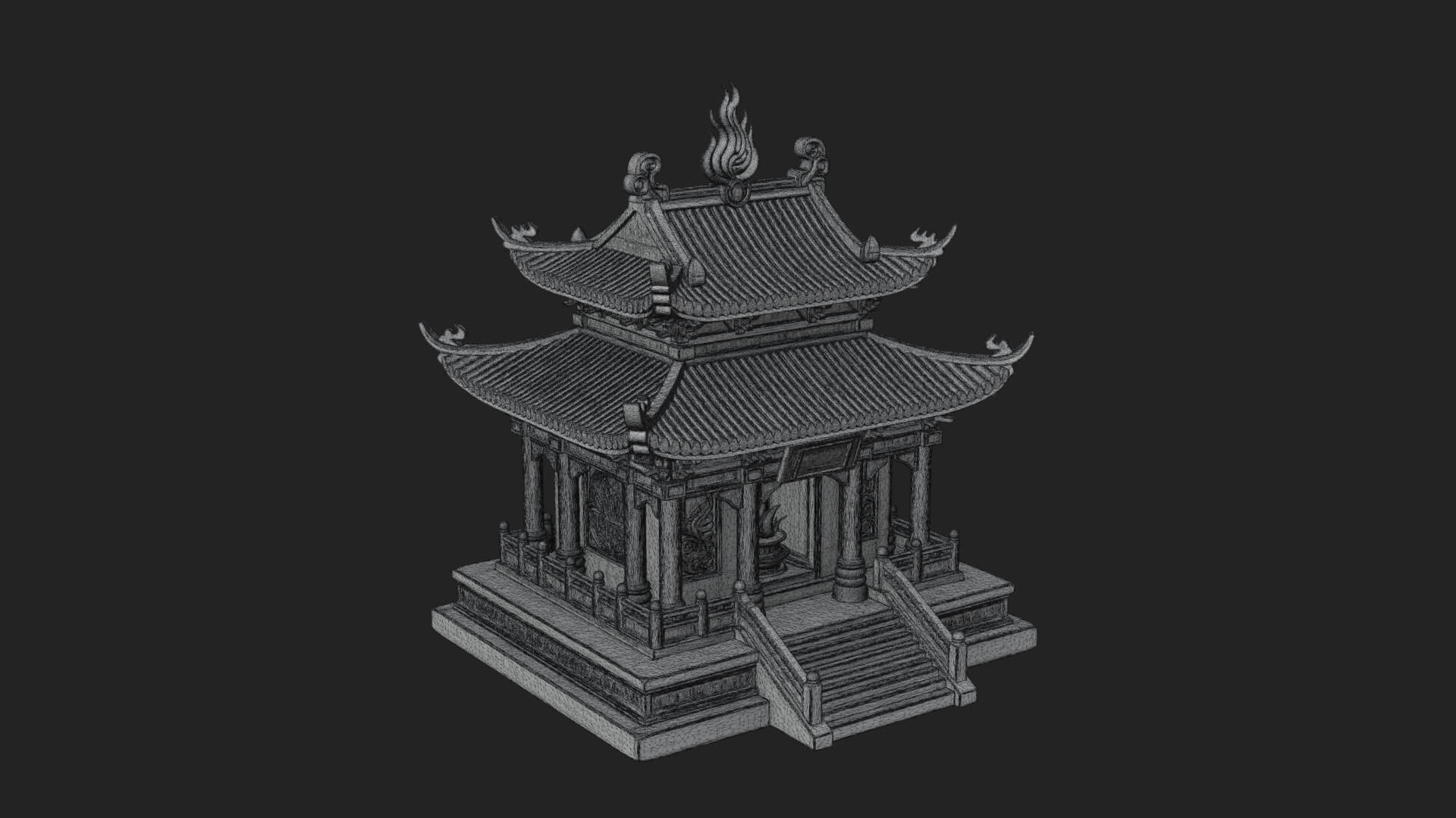 Flame Shrine Temple Design 3 3D Print Model 3D Model
