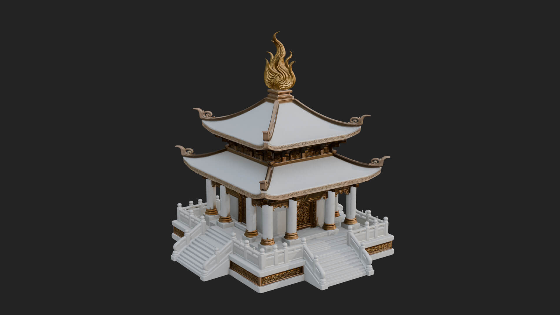Flame Shrine Temple Design 4 3D Print Model 3D Model