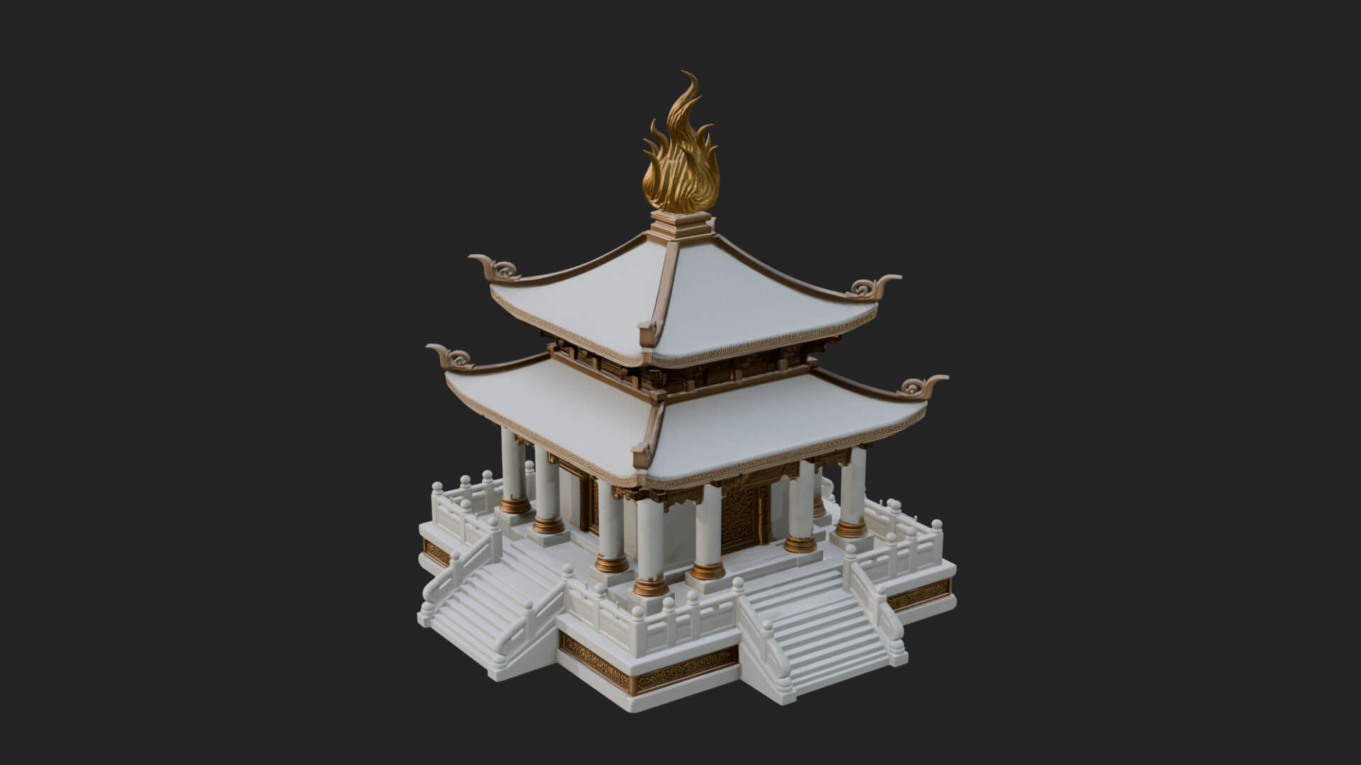 Flame Shrine Temple Design 4 3D Print Model 3D Model