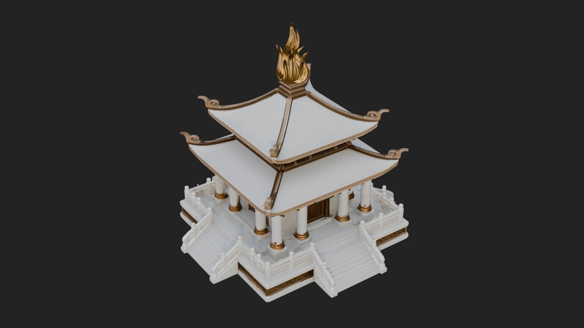 Flame Shrine Temple Design 4 3D Print Model 3D Model