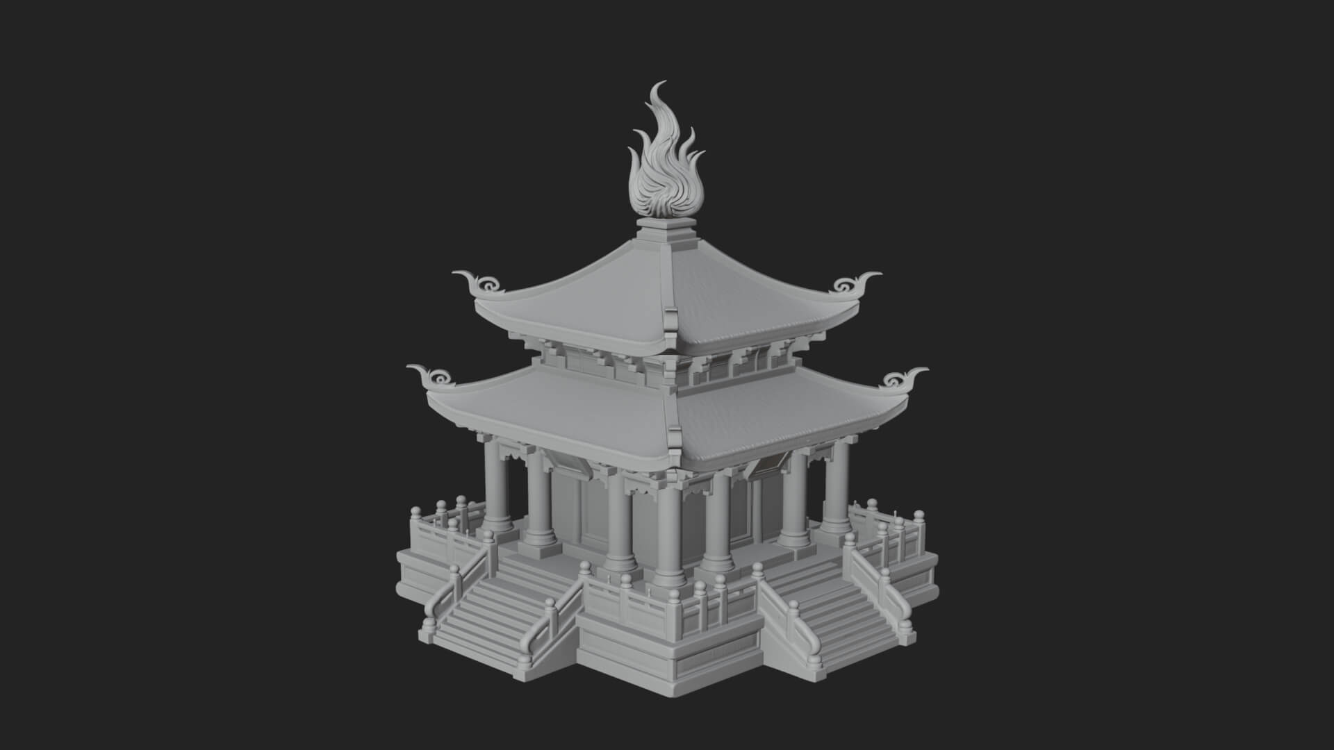 Flame Shrine Temple Design 4 3D Print Model 3D Model