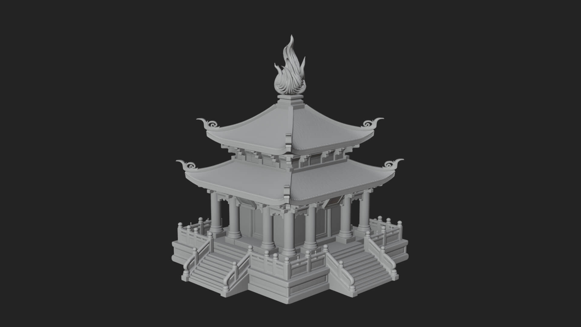 Flame Shrine Temple Design 4 3D Print Model 3D Model