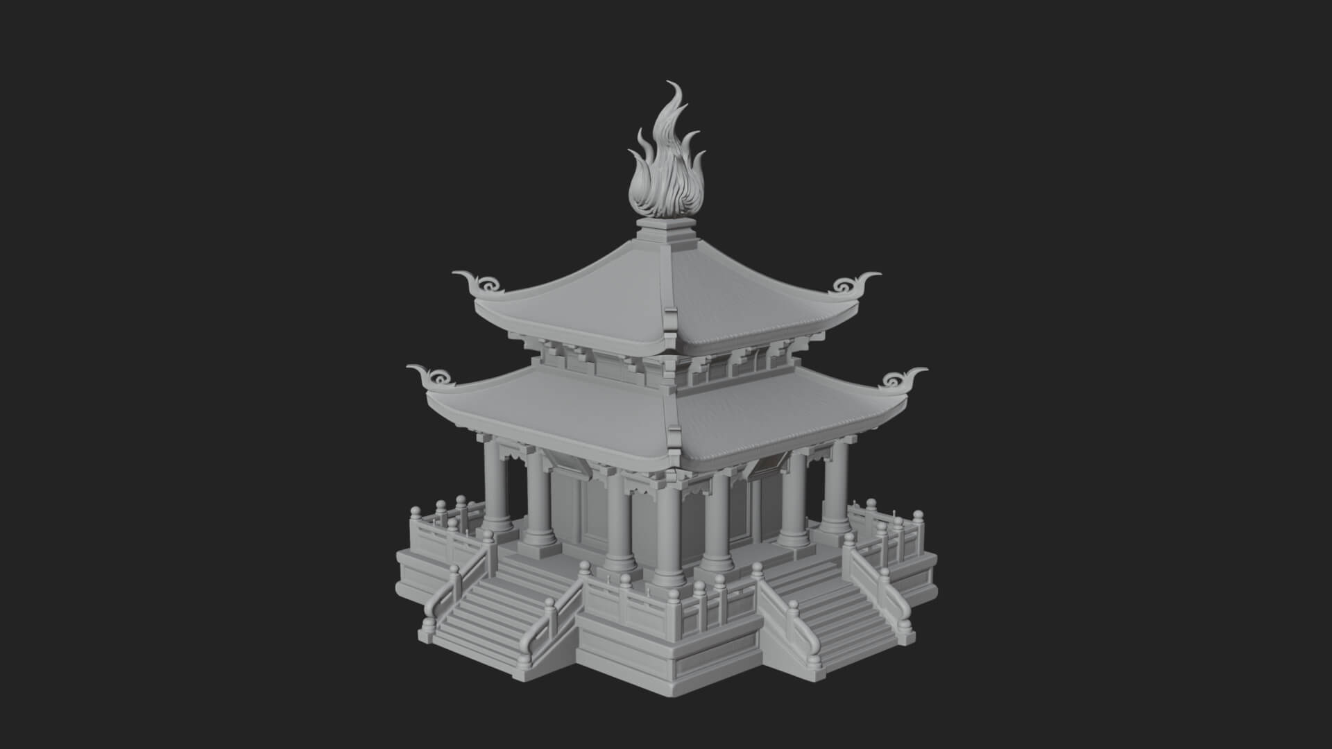 Flame Shrine Temple Design 4 3D Print Model 3D Model