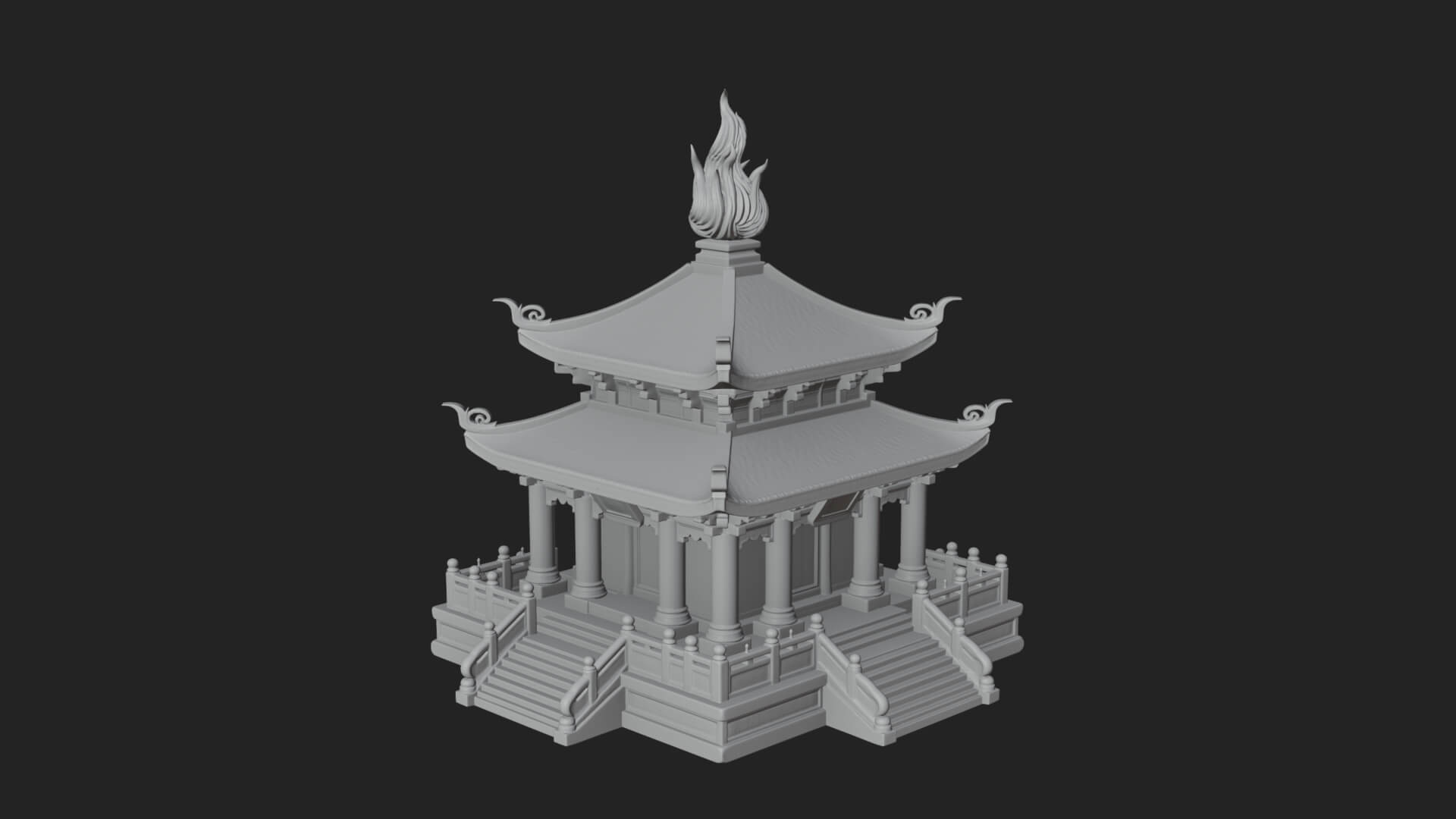 Flame Shrine Temple Design 4 3D Print Model 3D Model
