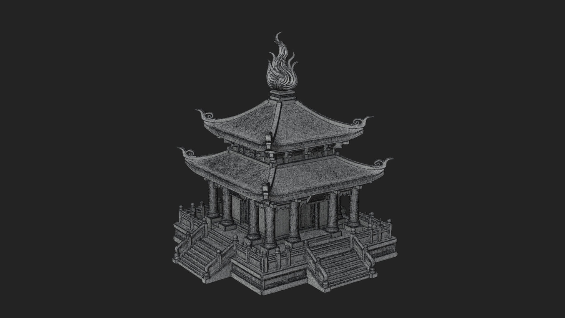 Flame Shrine Temple Design 4 3D Print Model 3D Model