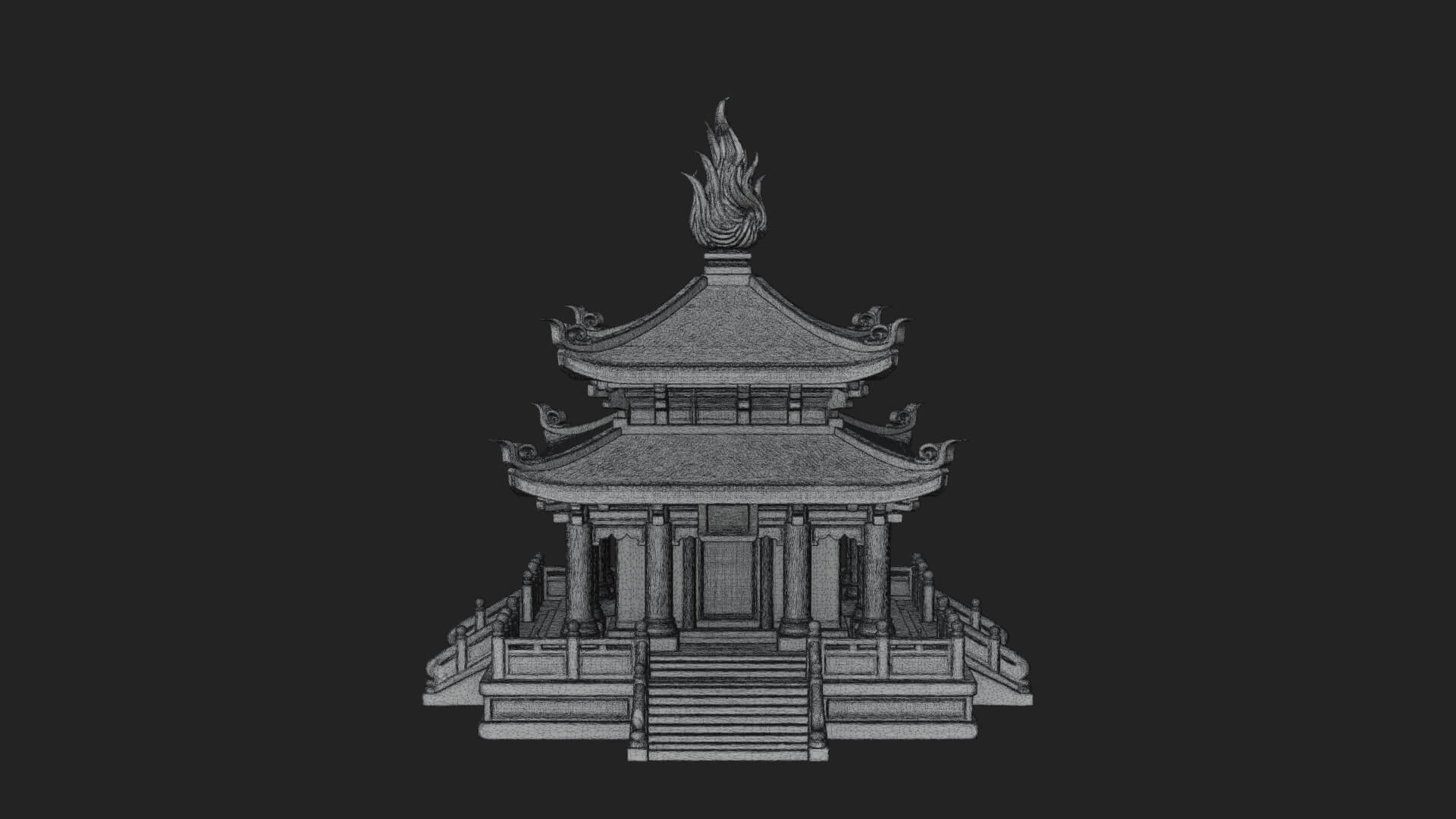Flame Shrine Temple Design 4 3D Print Model 3D Model