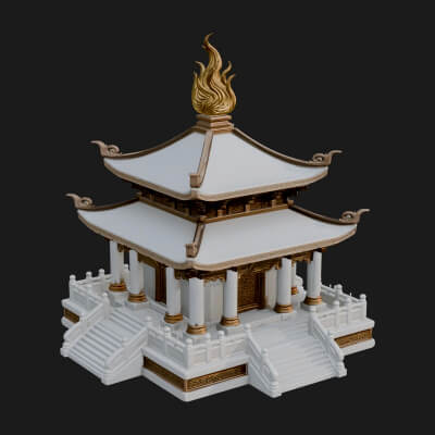 Flame Shrine Temple Design 4 3D Print Model
