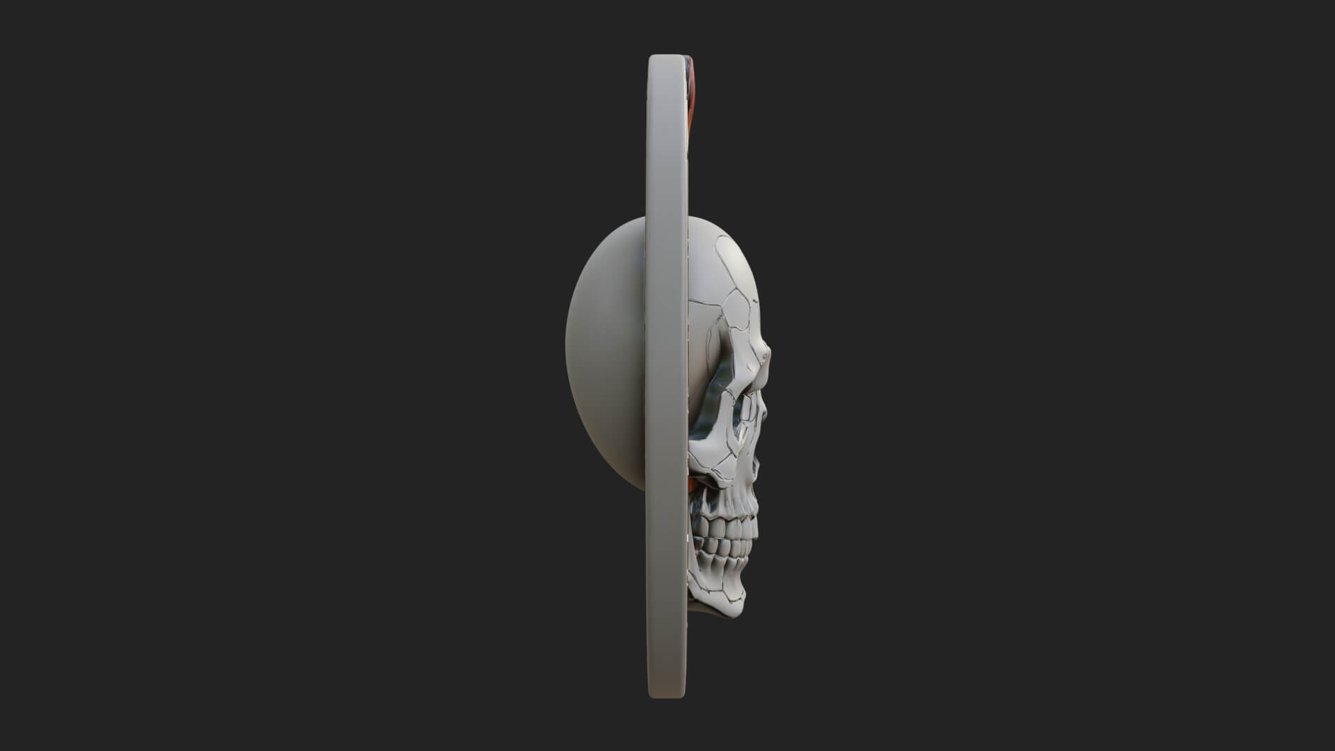 Flame Skull Oval Relief Plaque Design 1 3D Print Model 3D Model