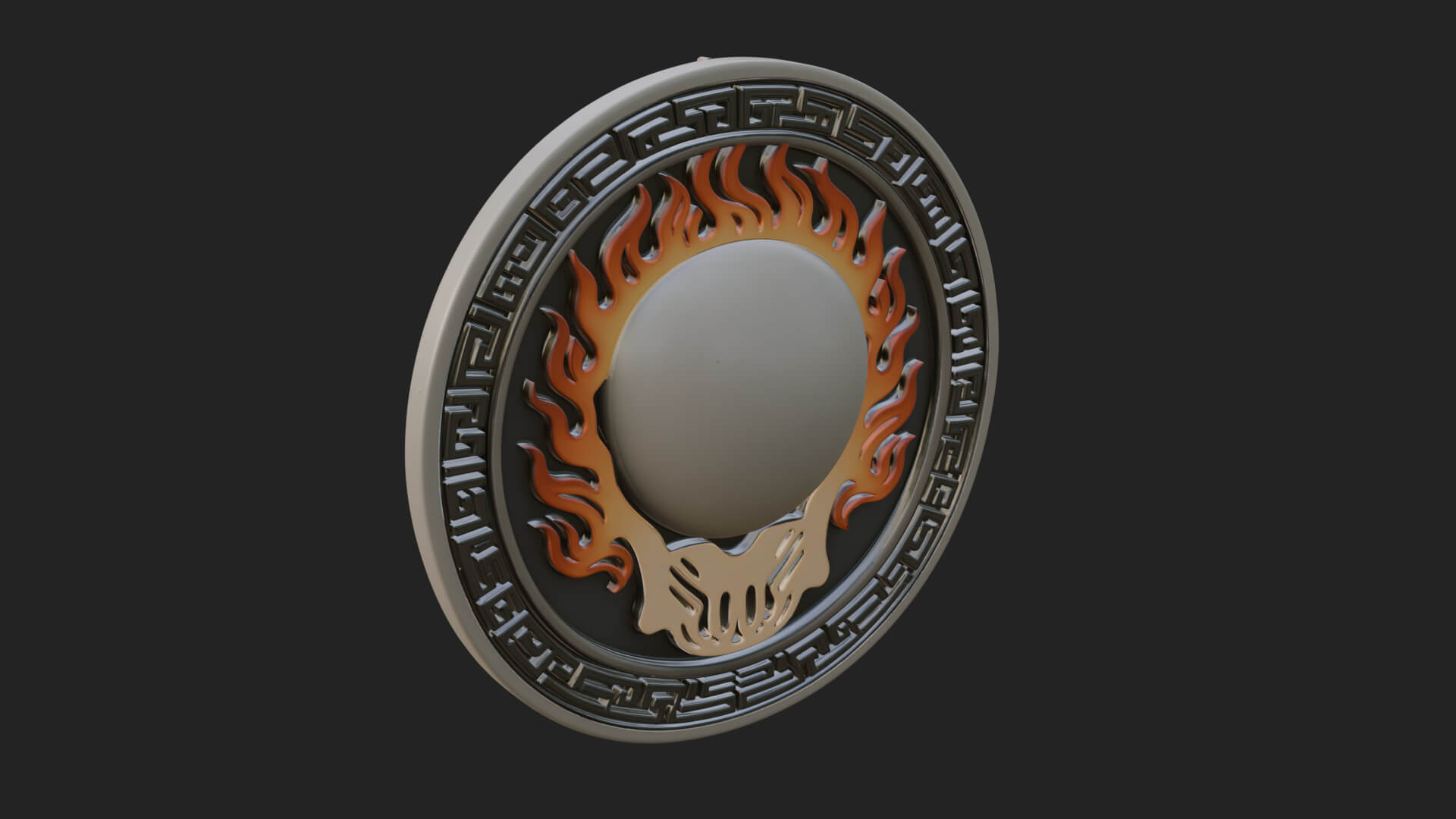 Flame Skull Oval Relief Plaque Design 1 3D Print Model 3D Model
