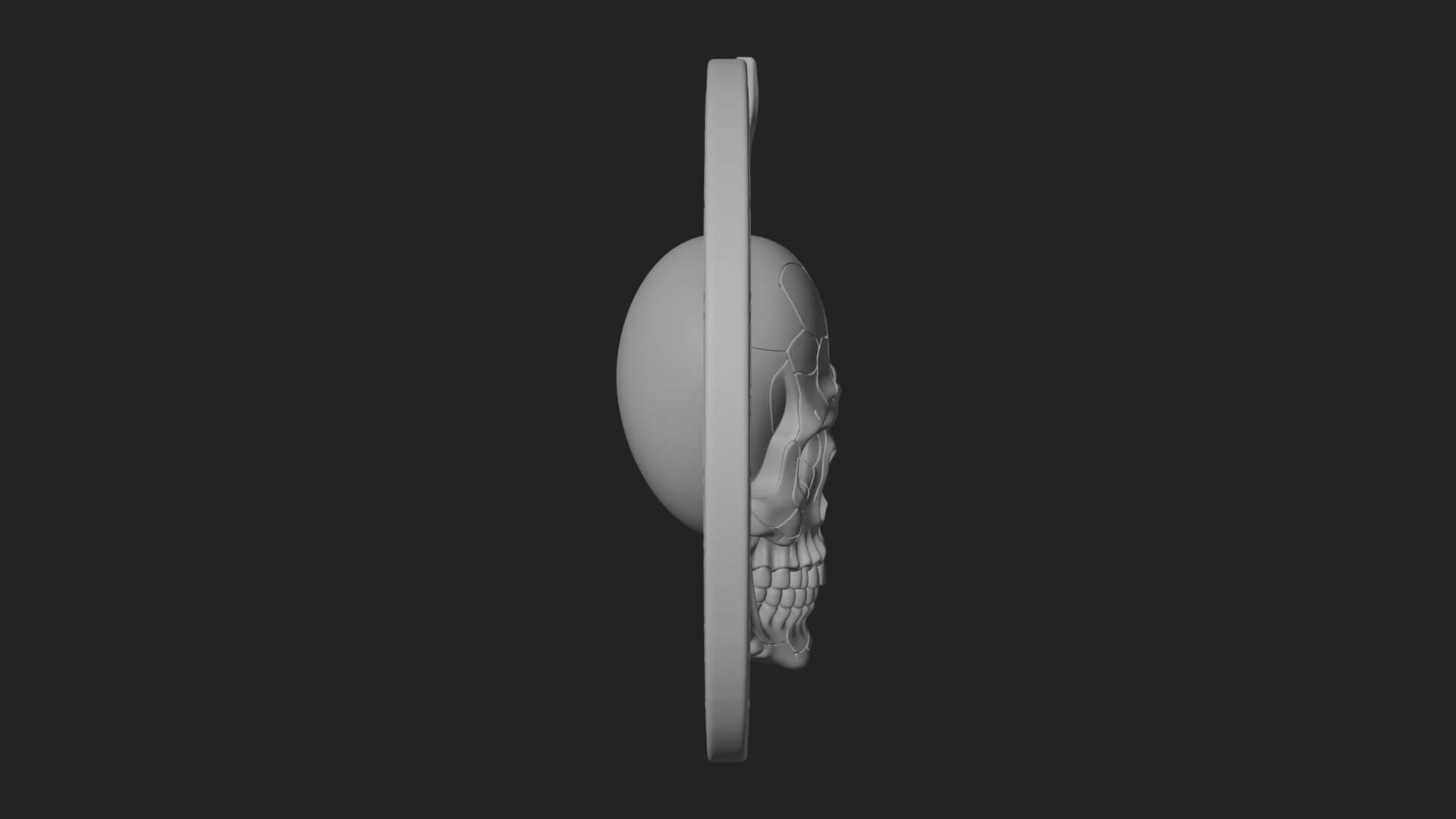 Flame Skull Oval Relief Plaque Design 1 3D Print Model 3D Model