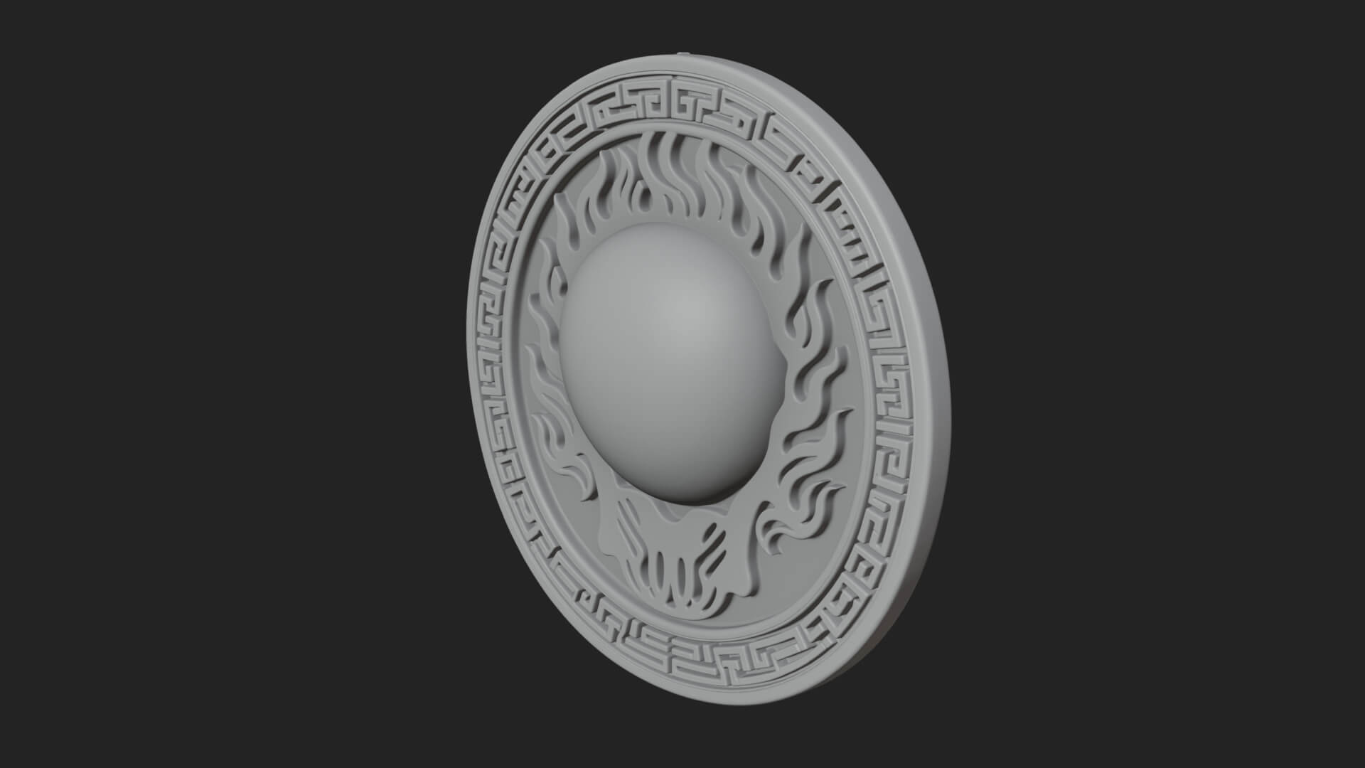 Flame Skull Oval Relief Plaque Design 1 3D Print Model 3D Model