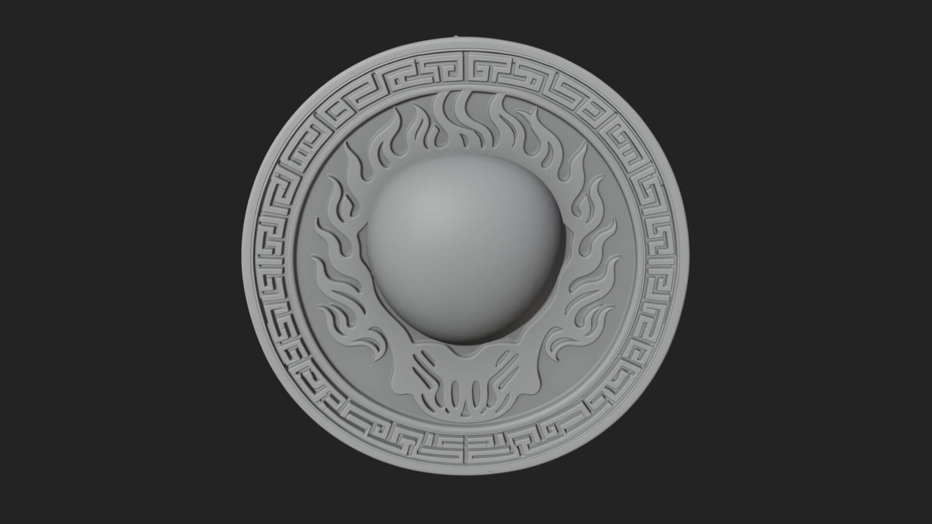 Flame Skull Oval Relief Plaque Design 1 3D Print Model 3D Model