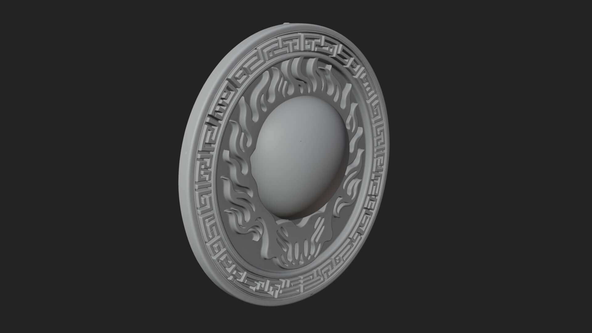 Flame Skull Oval Relief Plaque Design 1 3D Print Model 3D Model