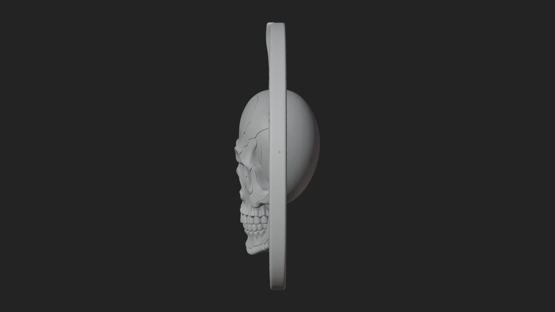 Flame Skull Oval Relief Plaque Design 1 3D Print Model 3D Model