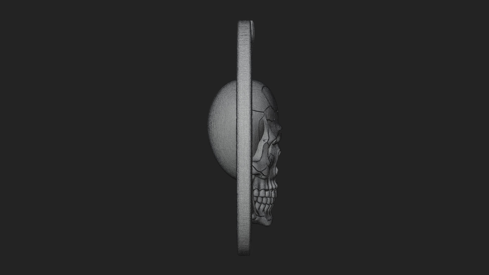 Flame Skull Oval Relief Plaque Design 1 3D Print Model 3D Model