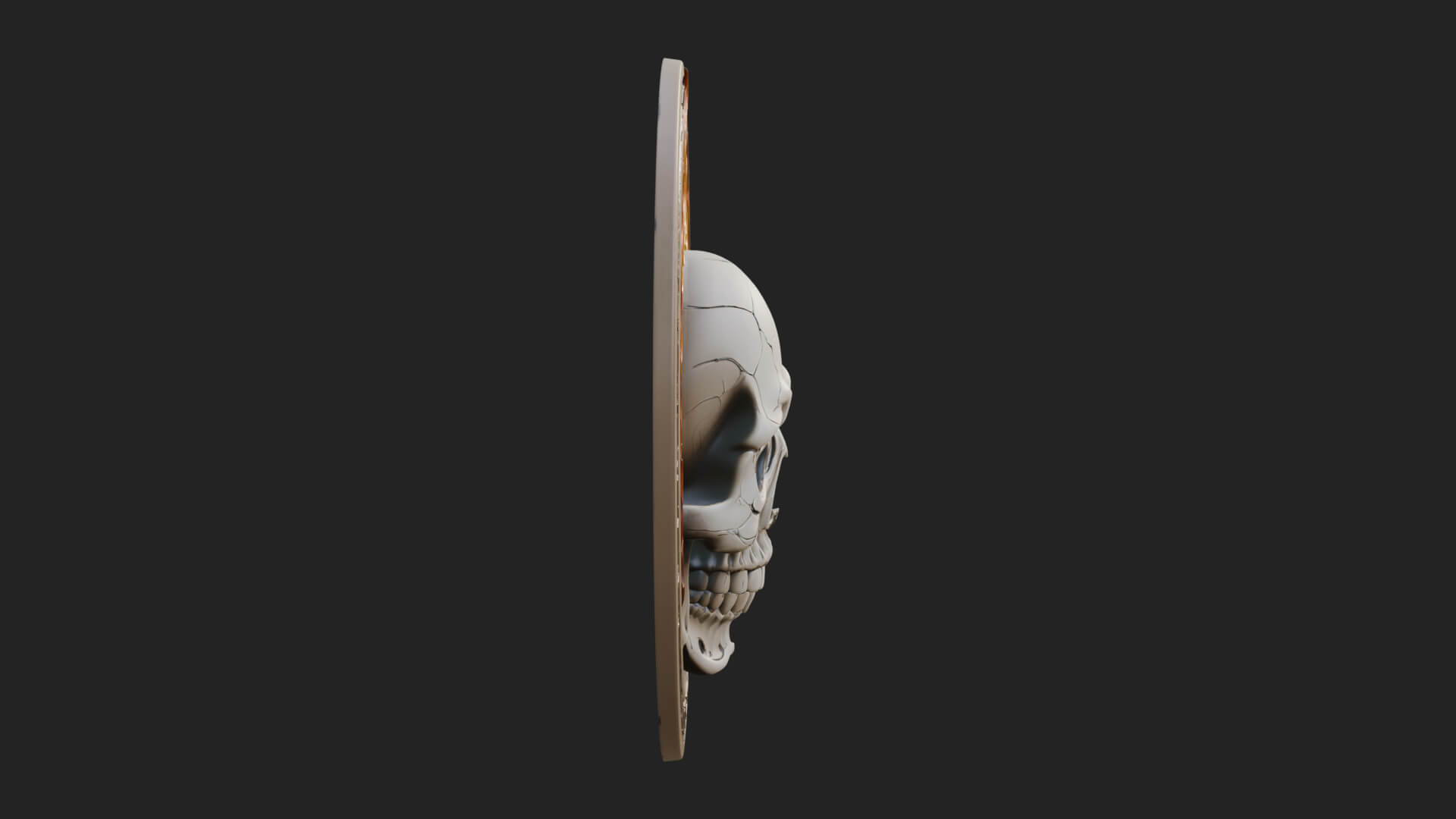 Flame Skull Oval Relief Plaque Design 2 3D Print Model 3D Model