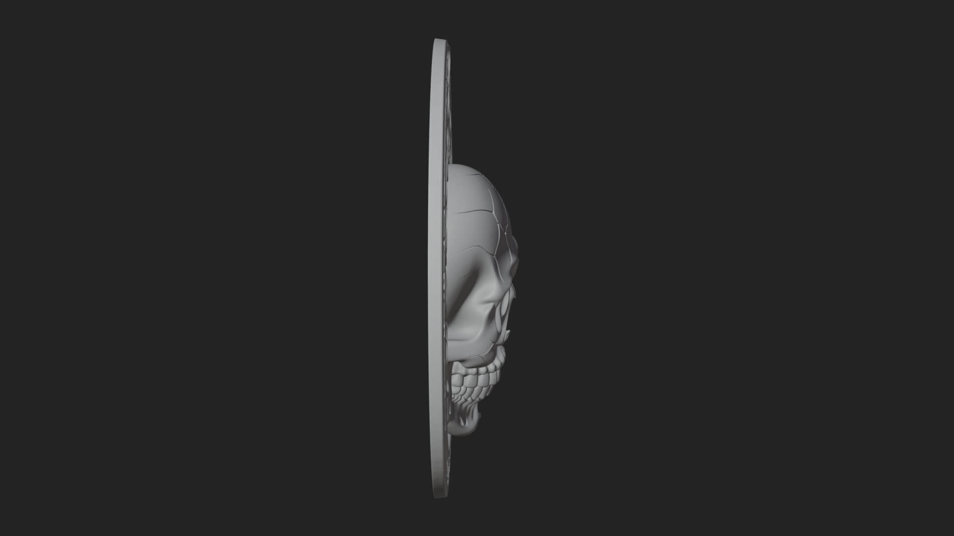 Flame Skull Oval Relief Plaque Design 2 3D Print Model 3D Model