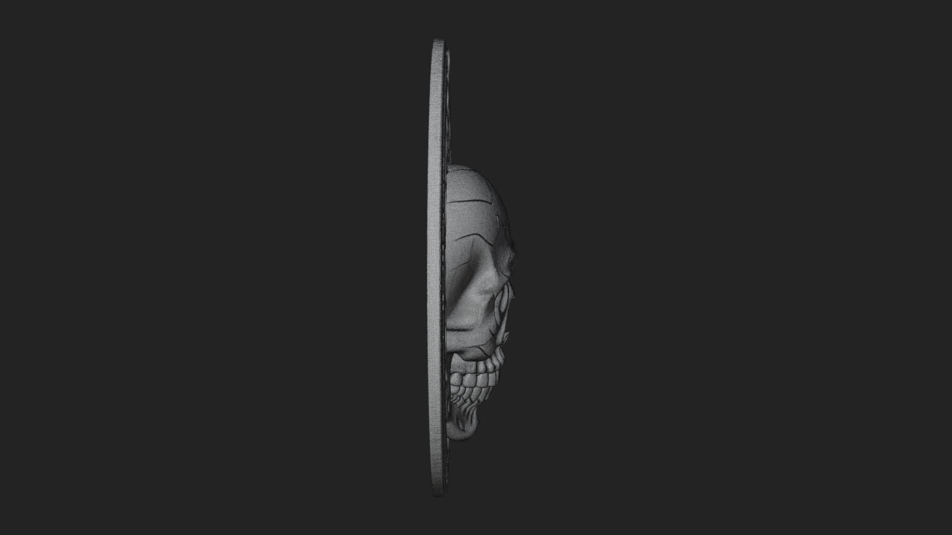 Flame Skull Oval Relief Plaque Design 2 3D Print Model 3D Model