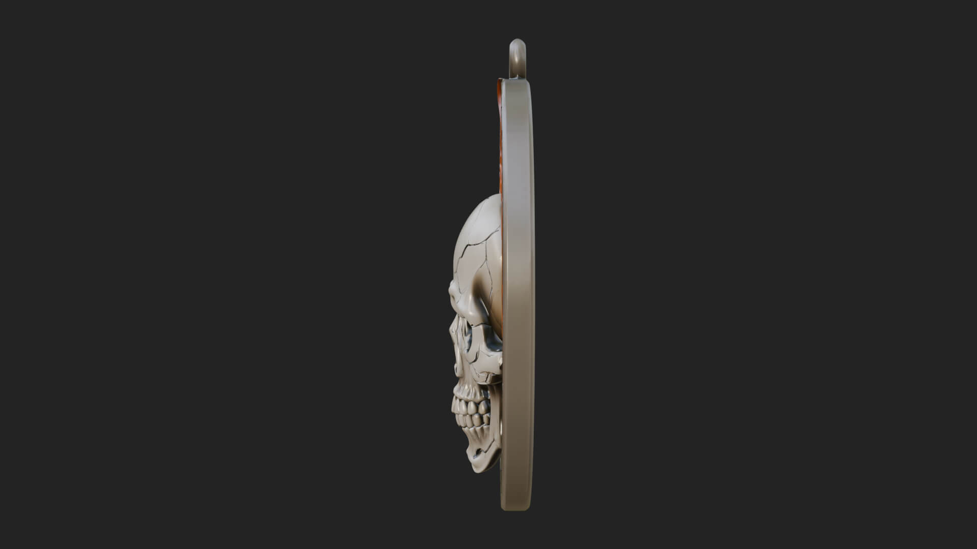 Flame Skull Oval Relief Plaque Design 4 3D Print Model 3D Model