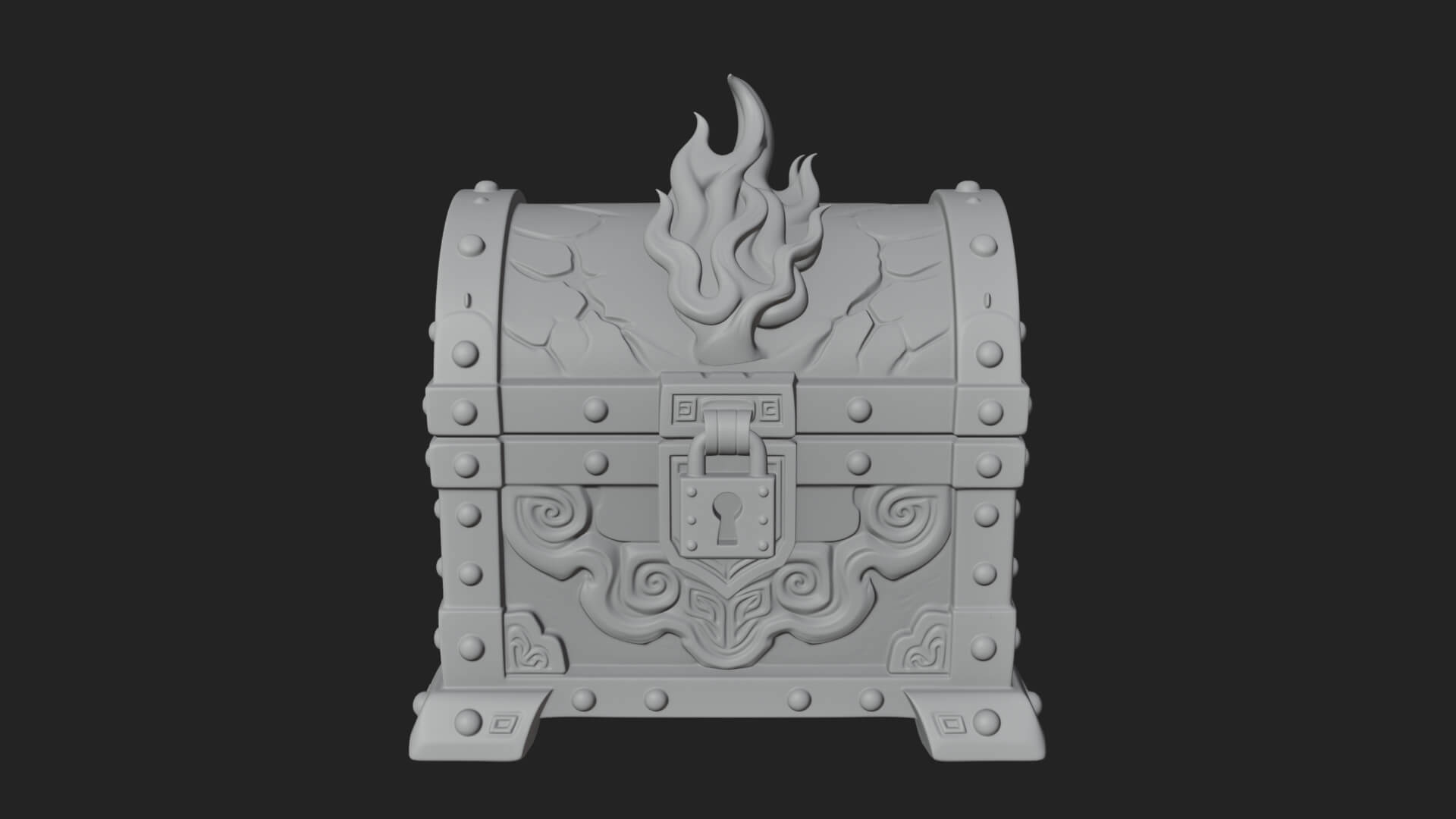 Flame Wreathed Treasure Chest Model Design 1 3D Print Model 3D Model