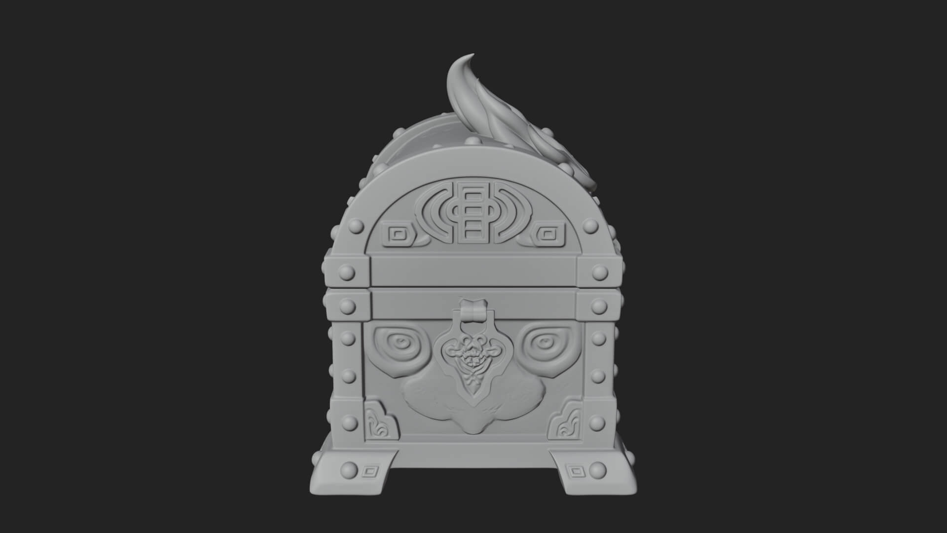 Flame Wreathed Treasure Chest Model Design 1 3D Print Model 3D Model