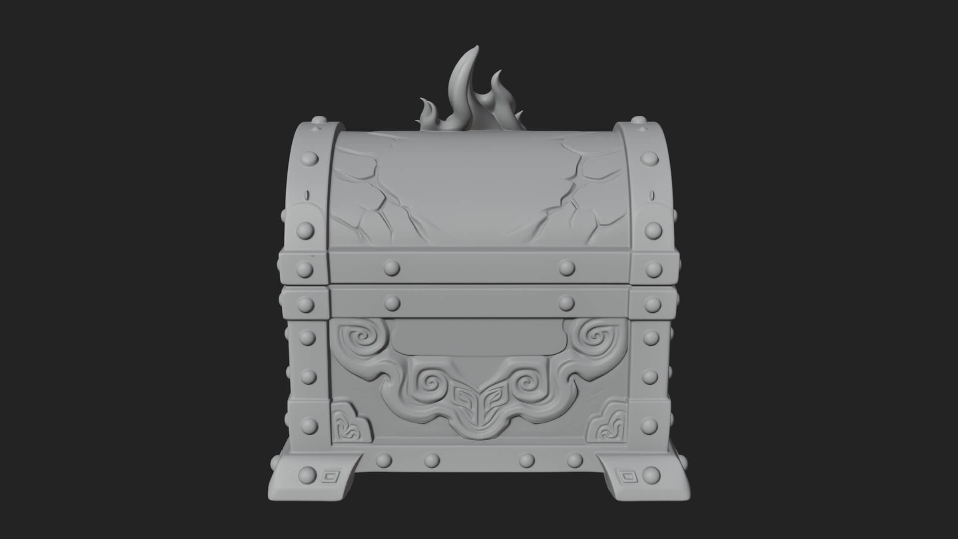 Flame Wreathed Treasure Chest Model Design 1 3D Print Model 3D Model