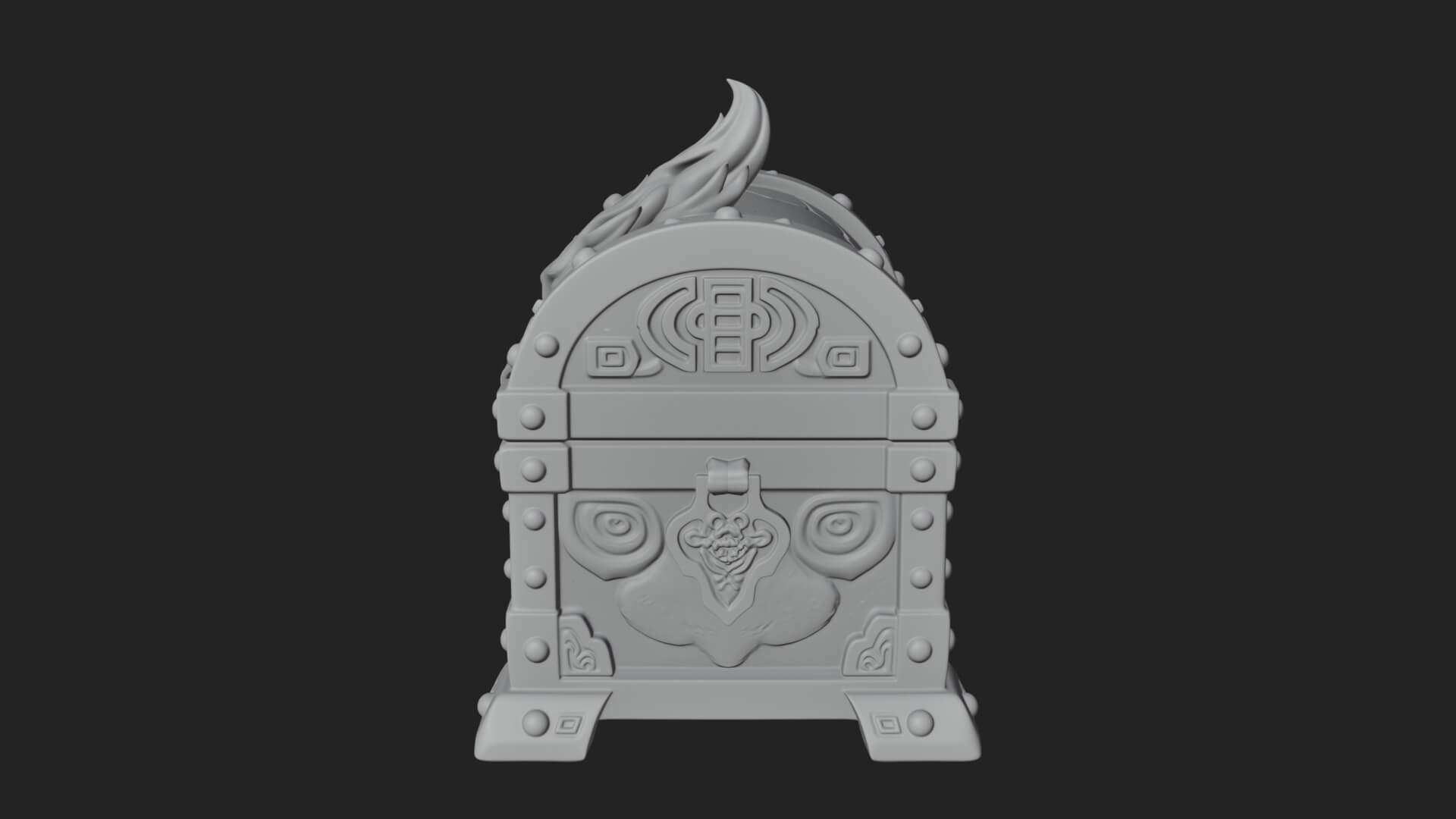 Flame Wreathed Treasure Chest Model Design 1 3D Print Model 3D Model