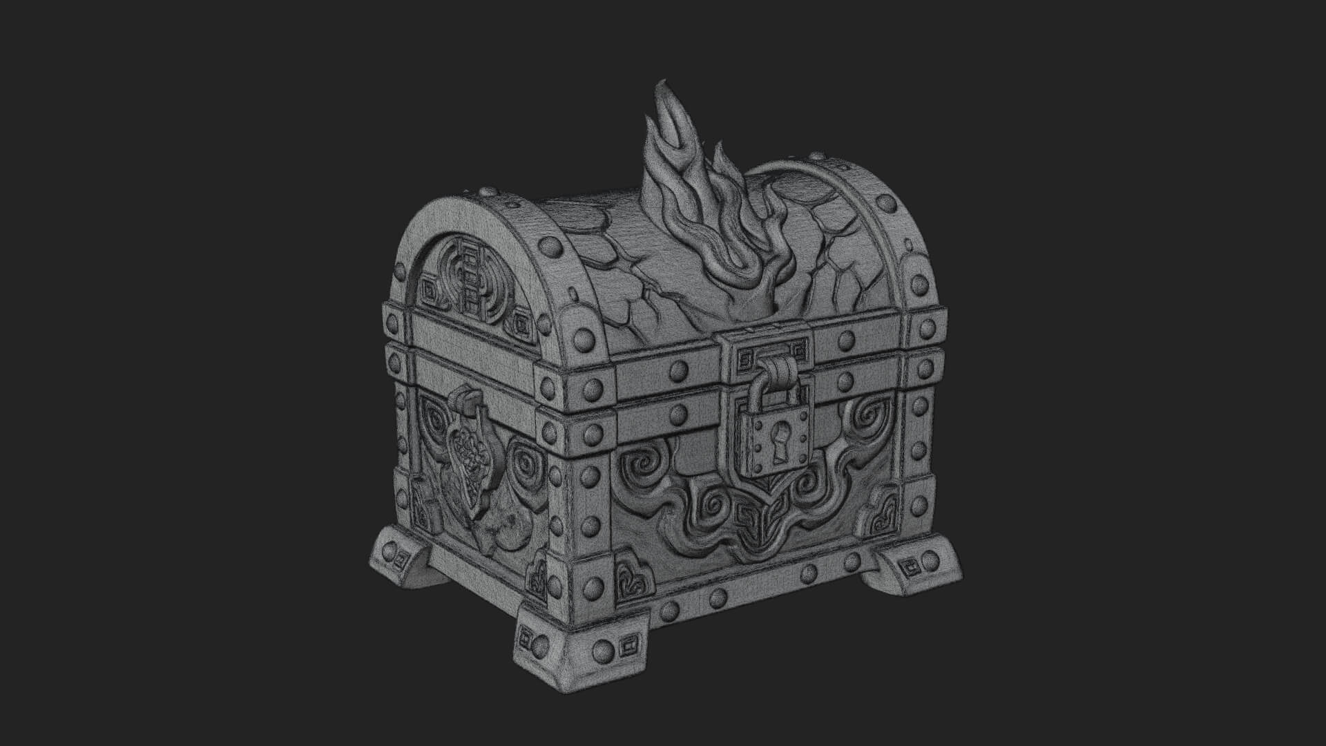 Flame Wreathed Treasure Chest Model Design 1 3D Print Model 3D Model