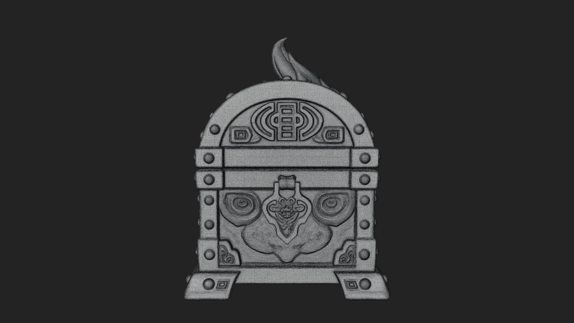Flame Wreathed Treasure Chest Model Design 1 3D Print Model 3D Model