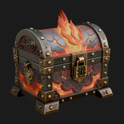 Flame Wreathed Treasure Chest Model Design 1 3D Print Model