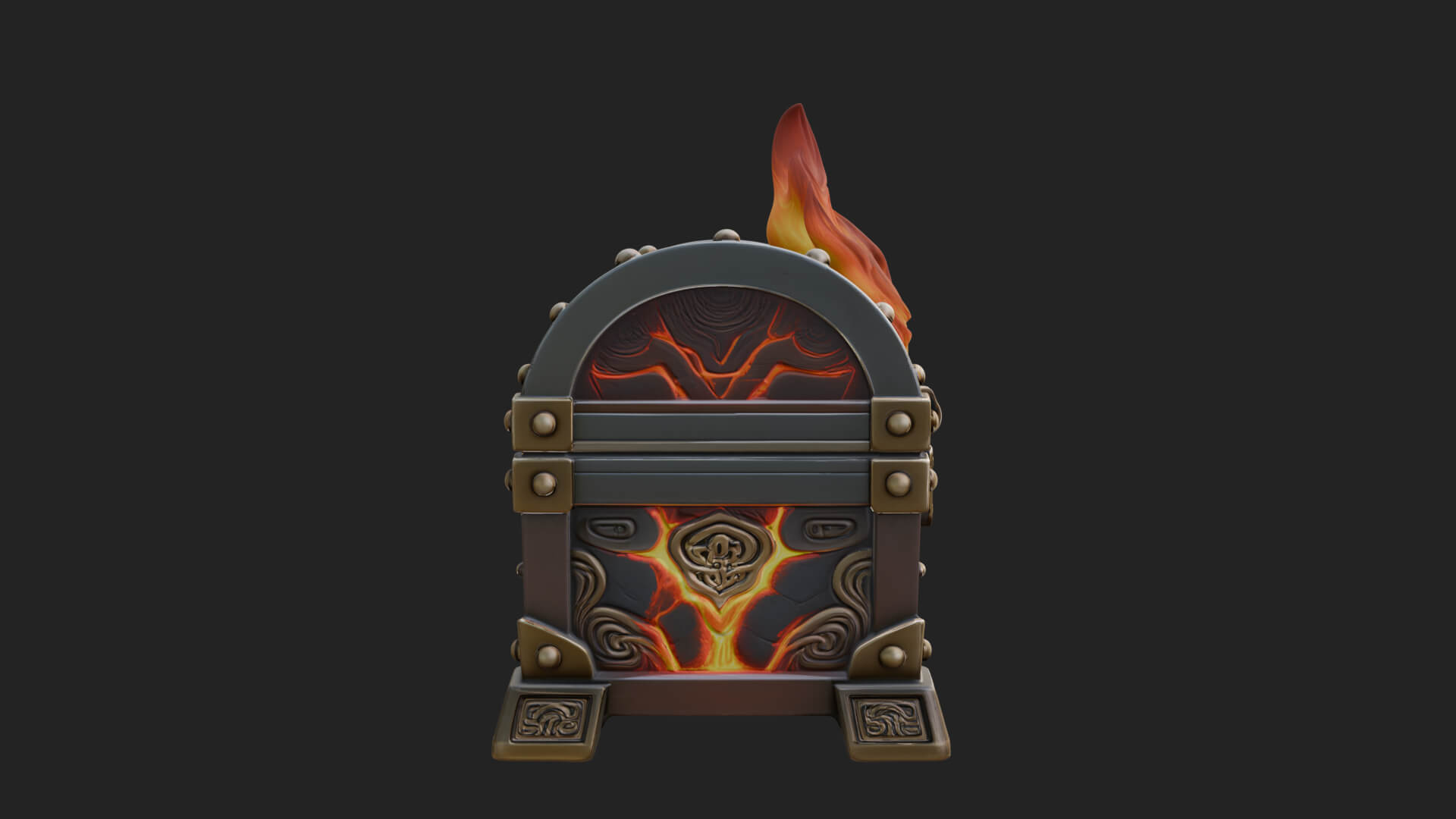 Flame Wreathed Treasure Chest Model Design 2 3D Print Model 3D Model