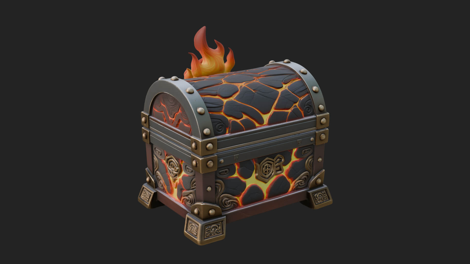 Flame Wreathed Treasure Chest Model Design 2 3D Print Model 3D Model