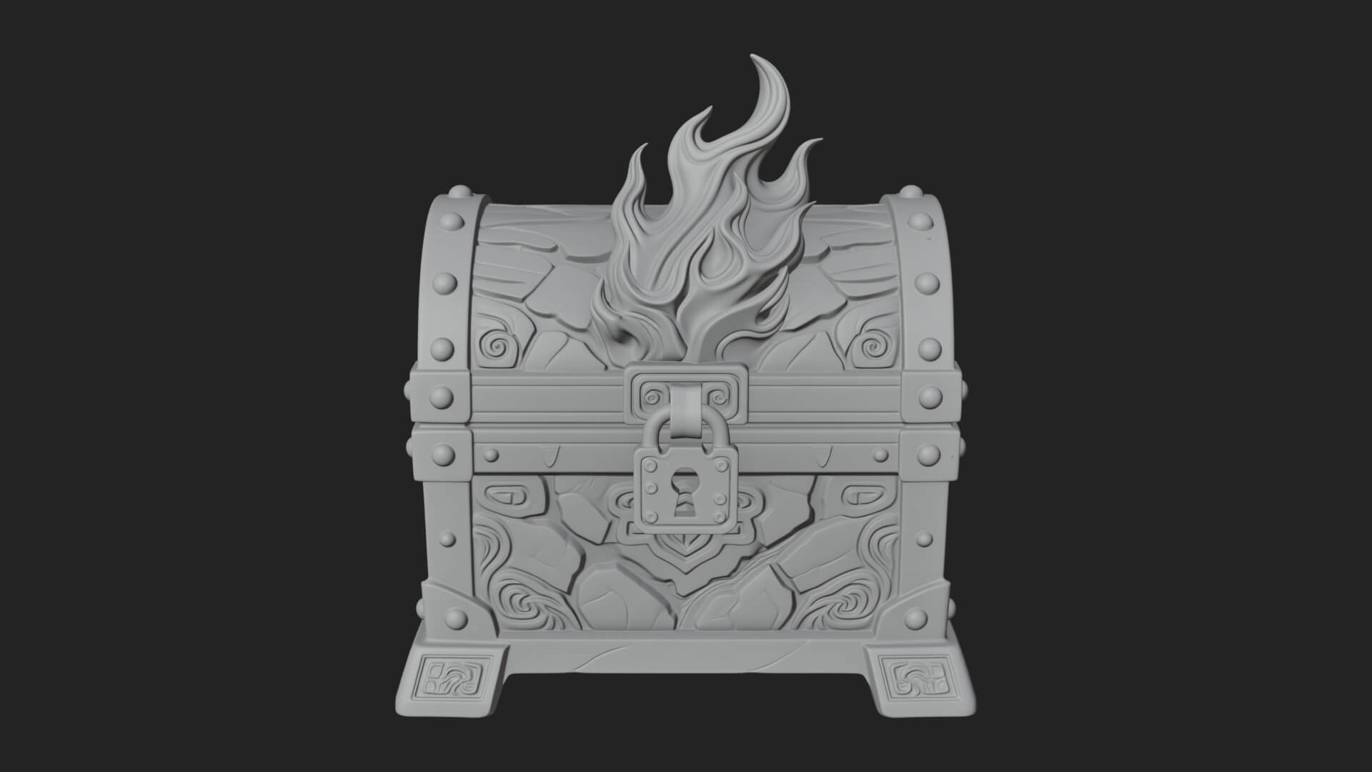 Flame Wreathed Treasure Chest Model Design 2 3D Print Model 3D Model