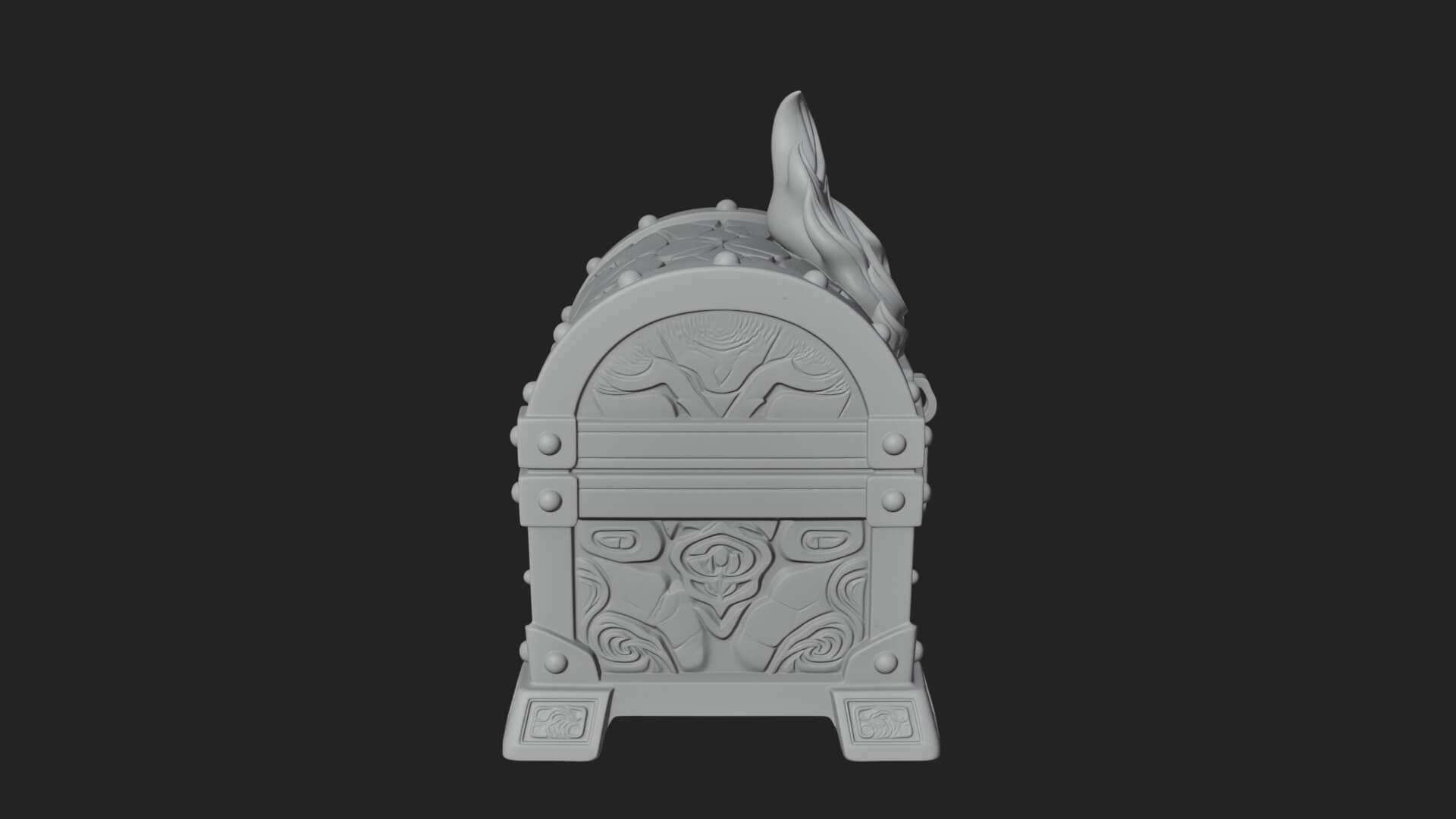 Flame Wreathed Treasure Chest Model Design 2 3D Print Model 3D Model