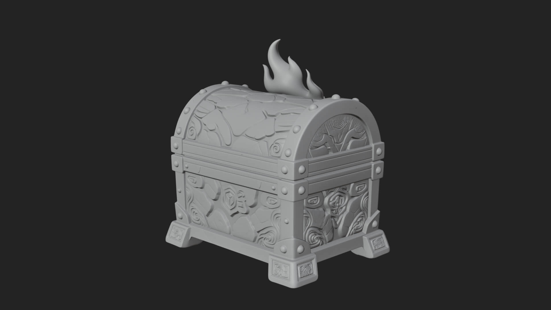 Flame Wreathed Treasure Chest Model Design 2 3D Print Model 3D Model